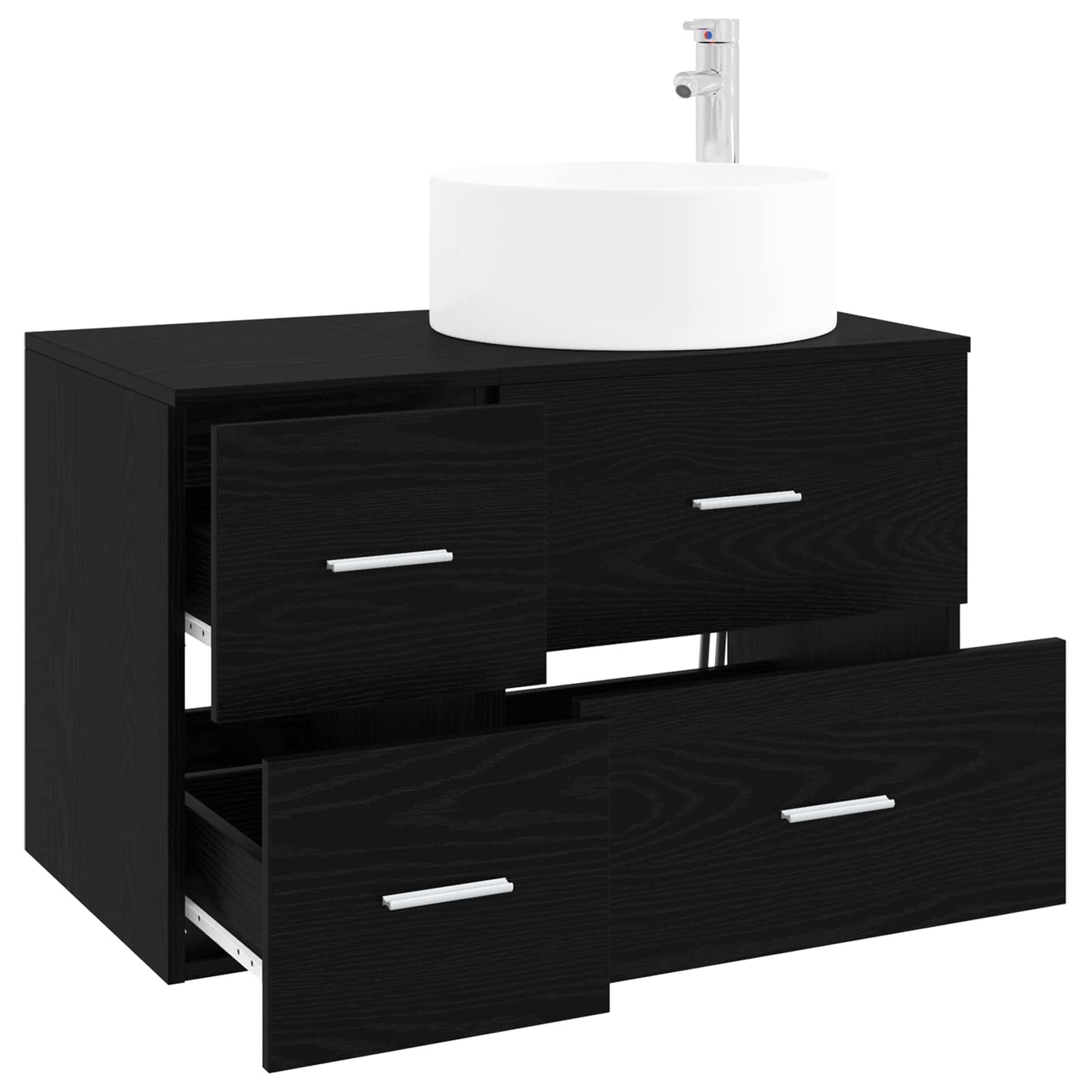 Badezimmermöbel-Set 2 stk. Schwarze Eiche Holzwerkstoff