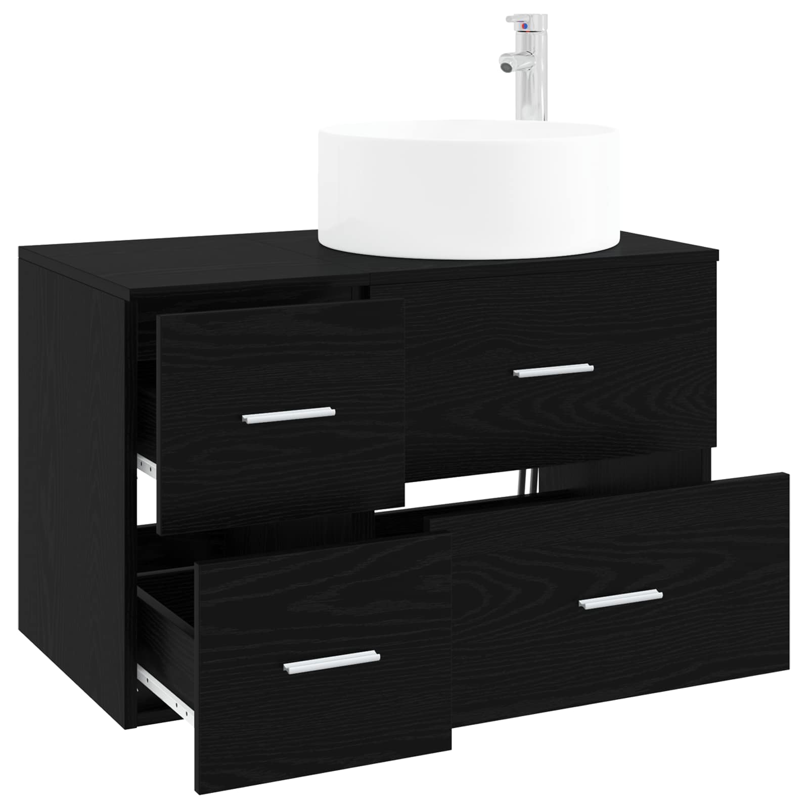 Badezimmermöbel-Set 2 stk. Schwarze Eiche Holzwerkstoff