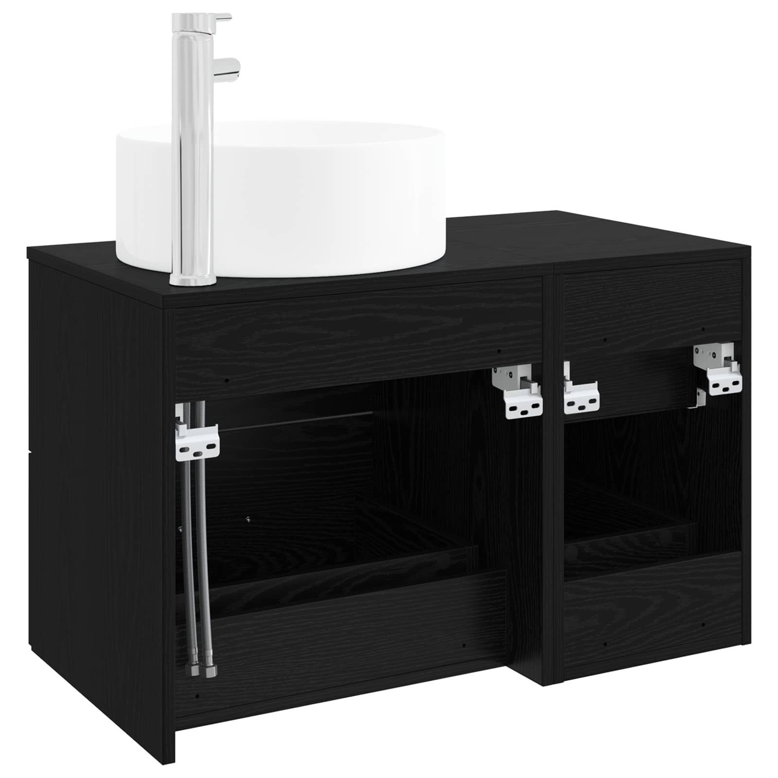 Badezimmermöbel-Set 2 stk. Schwarze Eiche Holzwerkstoff