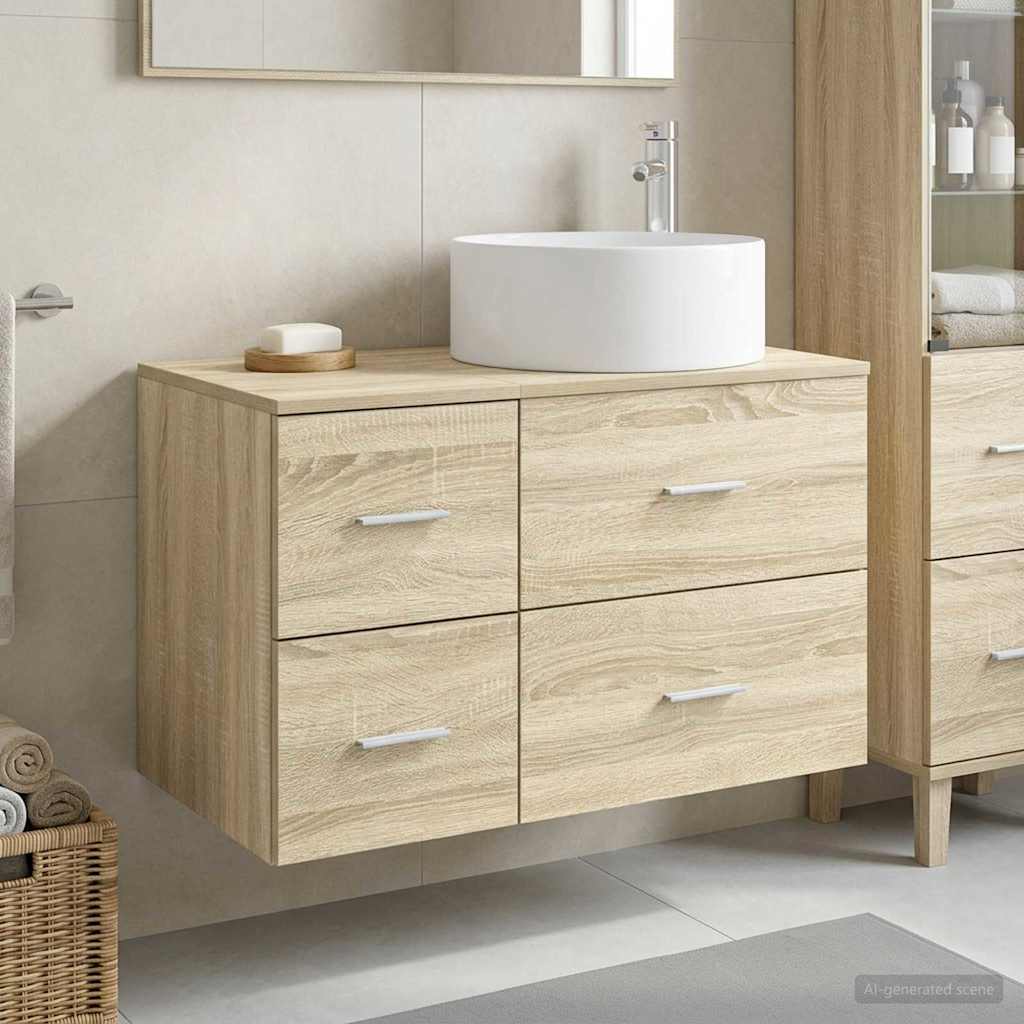 Badezimmermöbel-Set 2 stk. Sonoma-Eiche Holzwerkstoff