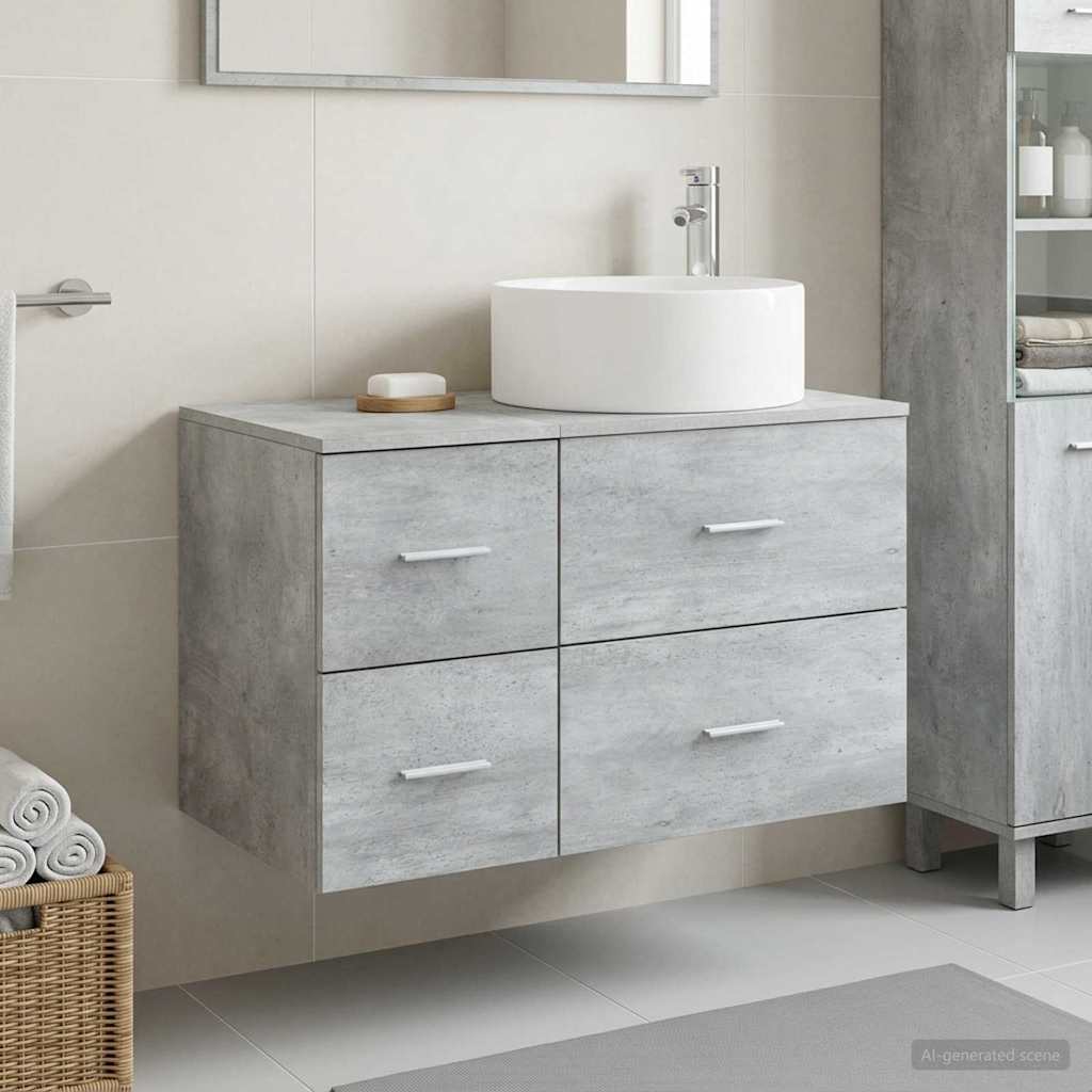 Badezimmermöbel-Set 2 stk. Betongrau Holzwerkstoff