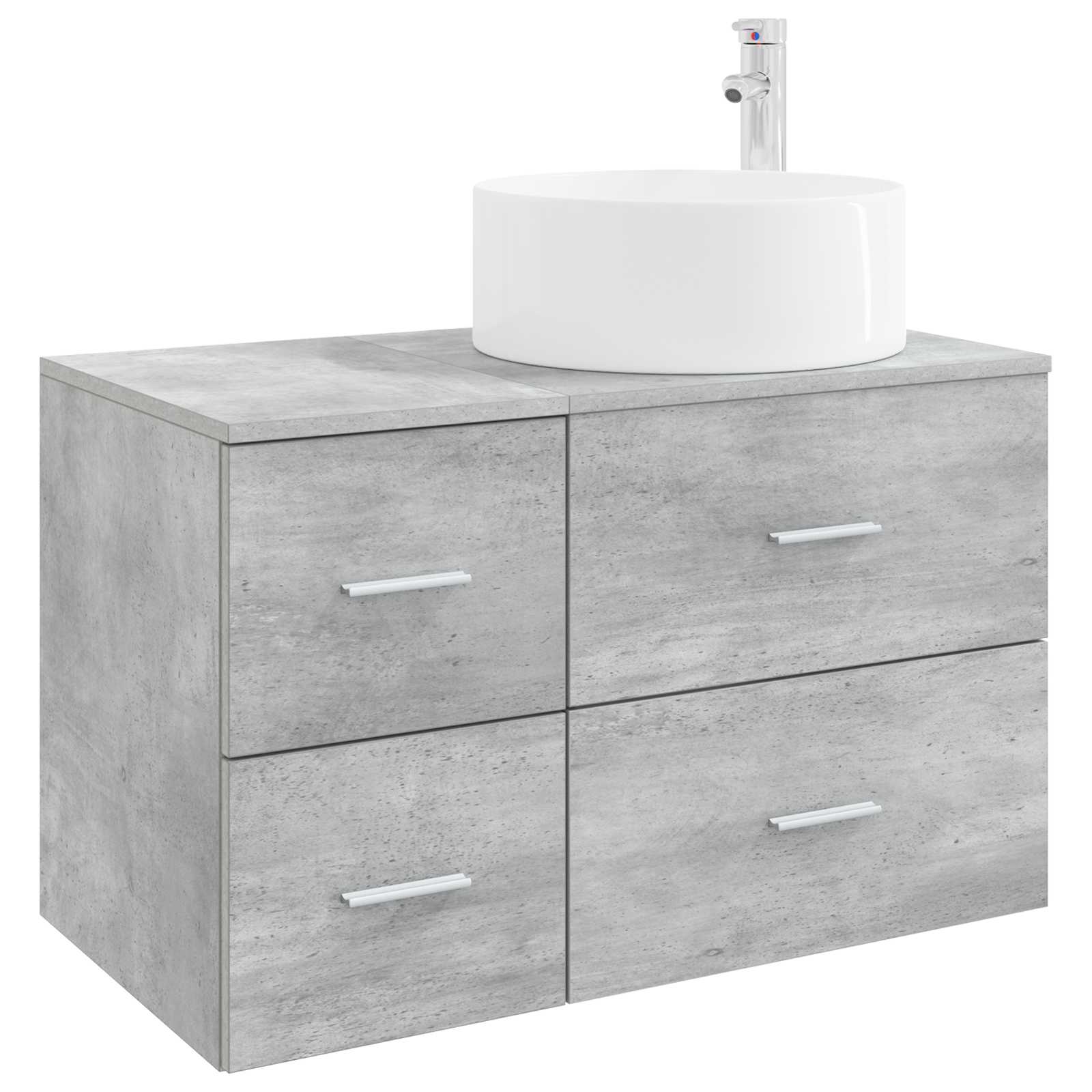 Badezimmermöbel-Set 2 stk. Betongrau Holzwerkstoff
