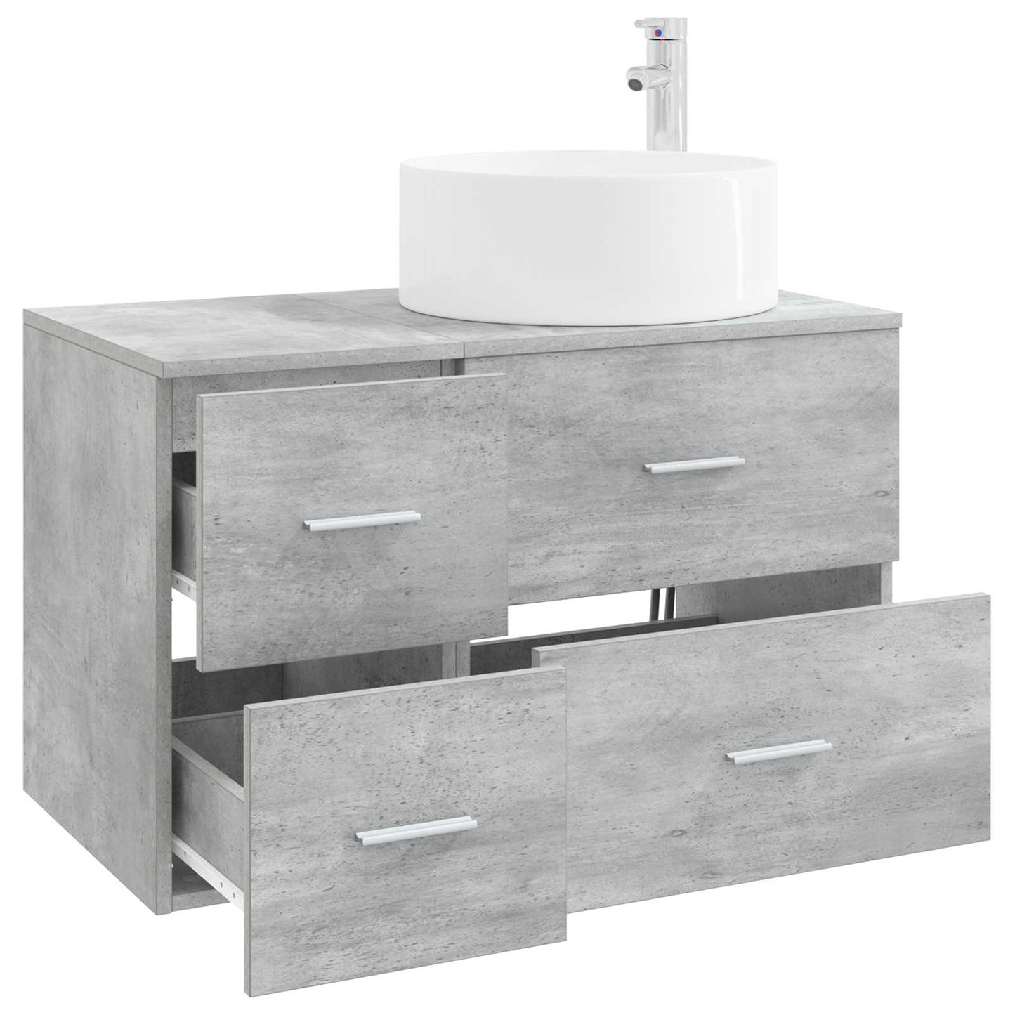 Badezimmermöbel-Set 2 stk. Betongrau Holzwerkstoff