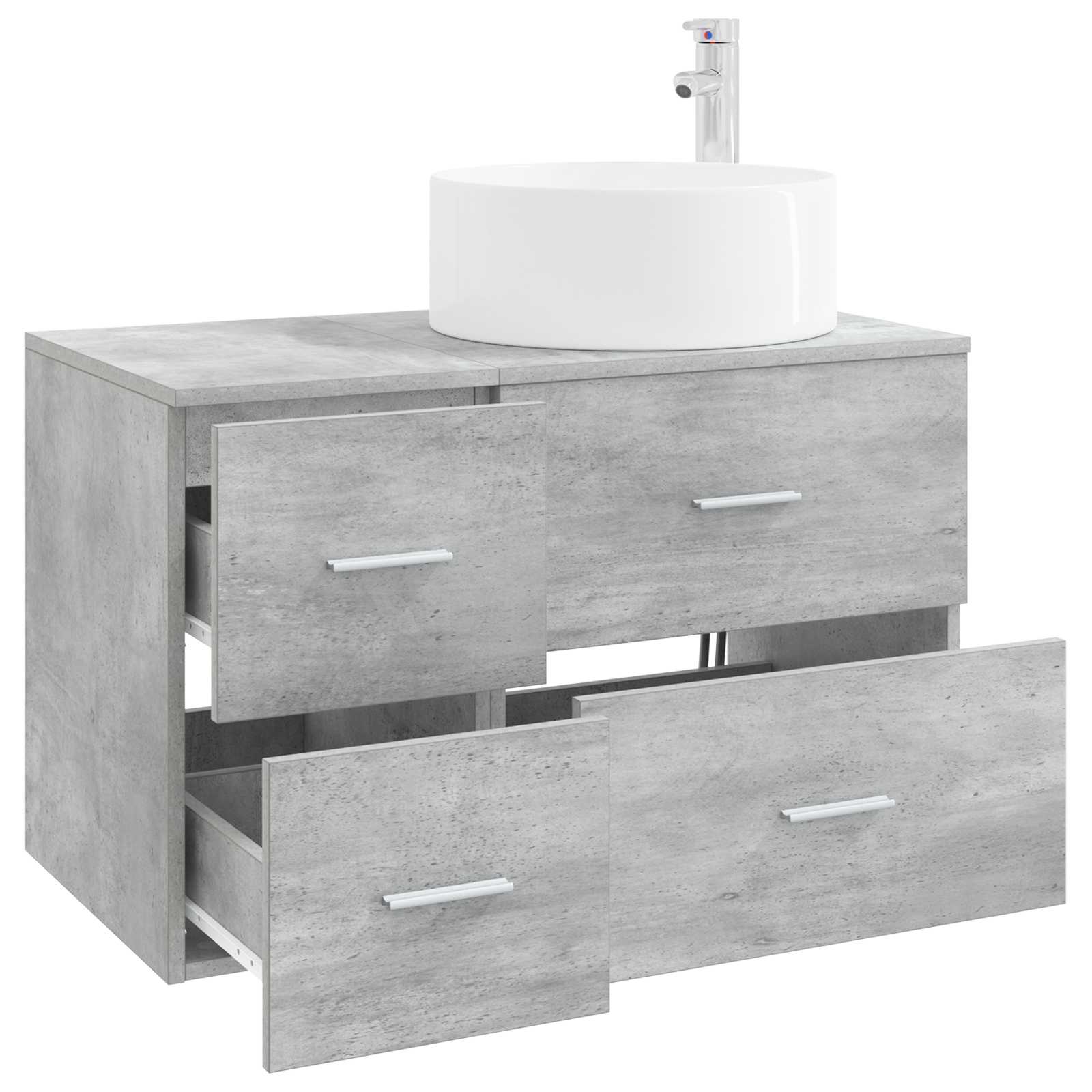 Badezimmermöbel-Set 2 stk. Betongrau Holzwerkstoff