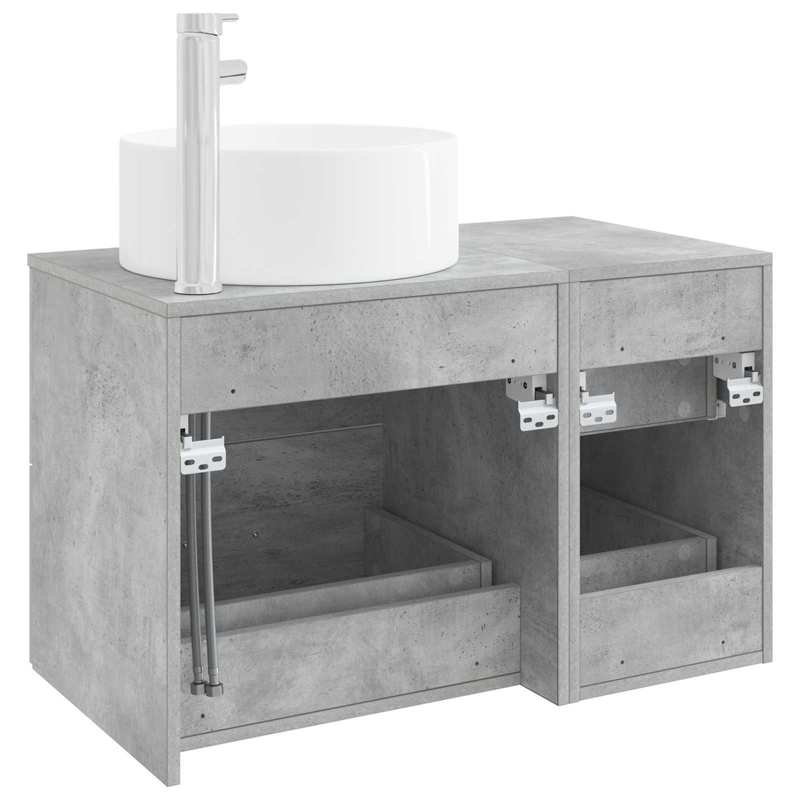 Badezimmermöbel-Set 2 stk. Betongrau Holzwerkstoff