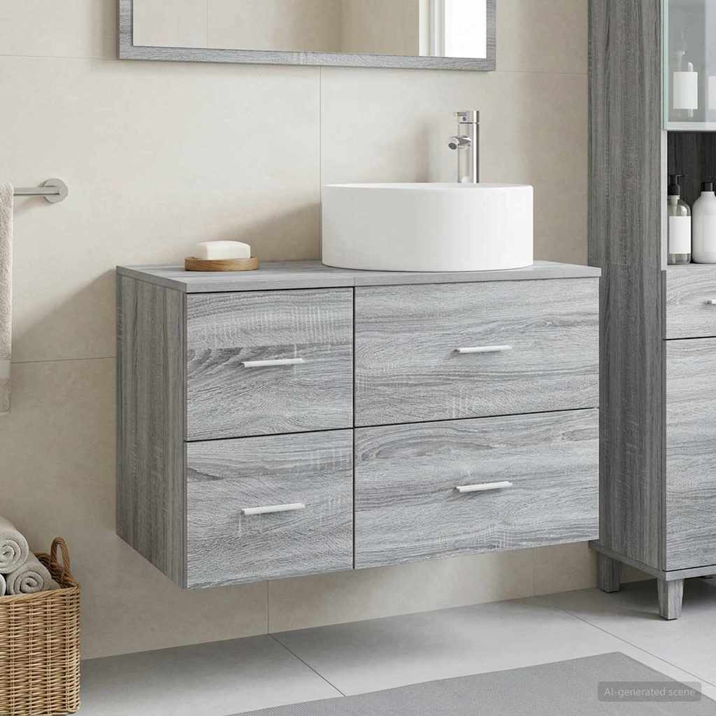 Badezimmermöbel-Set 2 stk. Grau Sonoma Holzwerkstoff