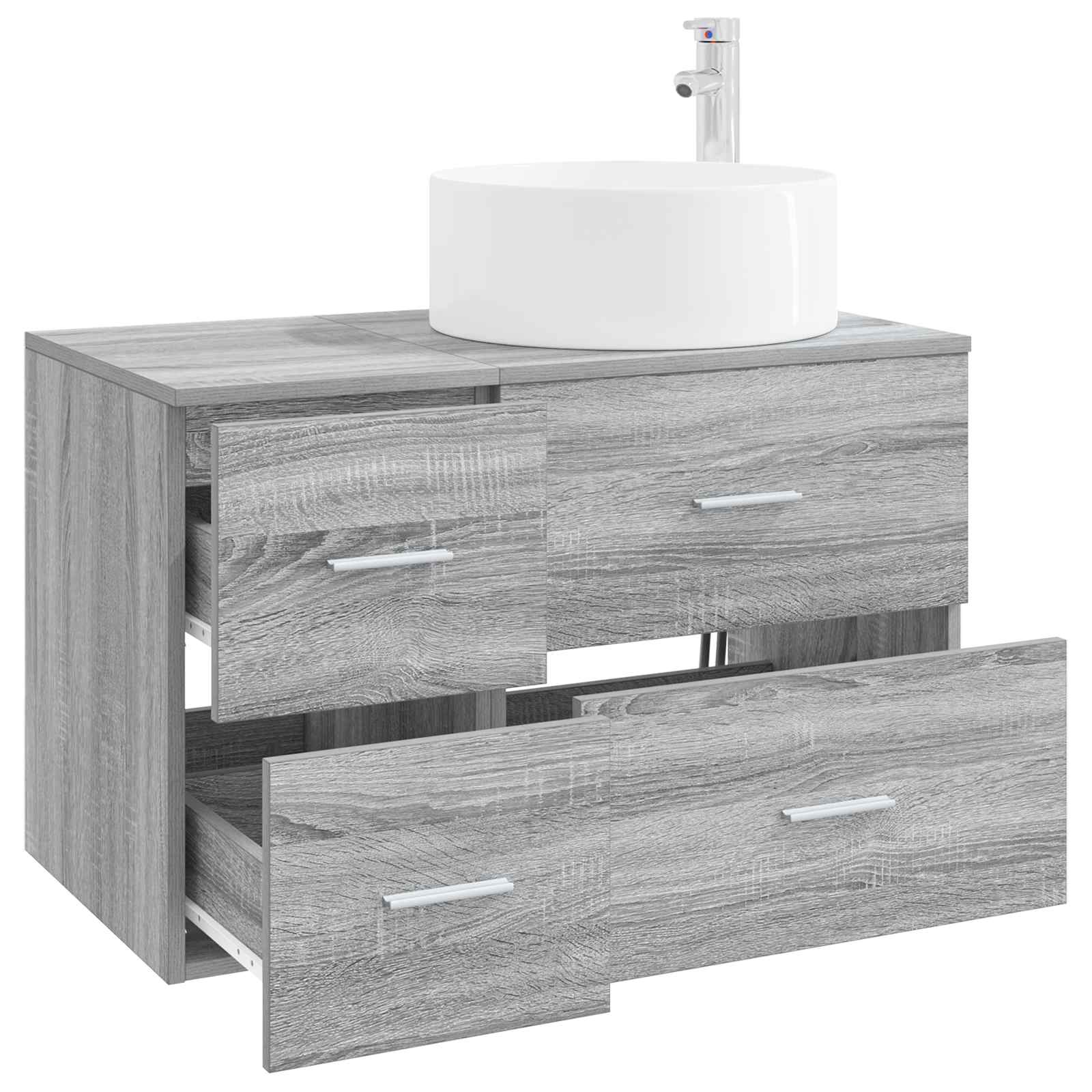 Badezimmermöbel-Set 2 stk. Grau Sonoma Holzwerkstoff