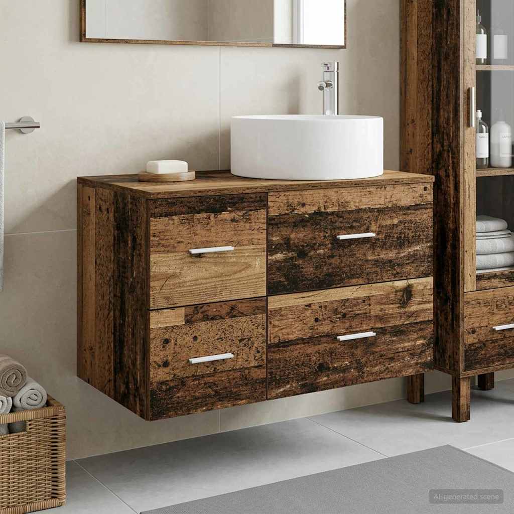Badezimmermöbel-Set 2 stk. Altholz Holzwerkstoff