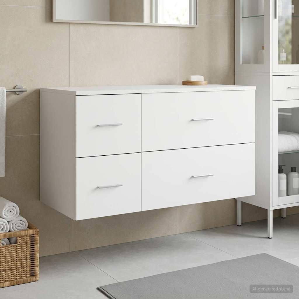 Badezimmermöbel-Set 2 stk. Weiß Holzwerkstoff