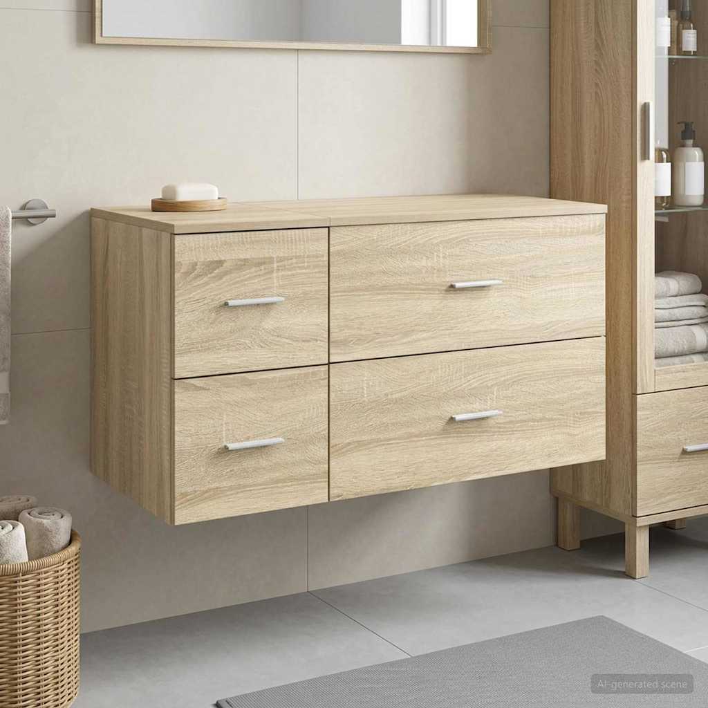 Badezimmermöbel-Set 2 stk. Sonoma-Eiche Holzwerkstoff