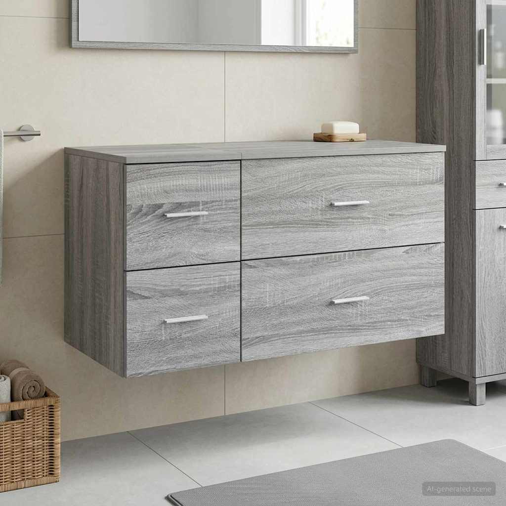 Badezimmermöbel-Set 2 stk. Grau Sonoma Holzwerkstoff