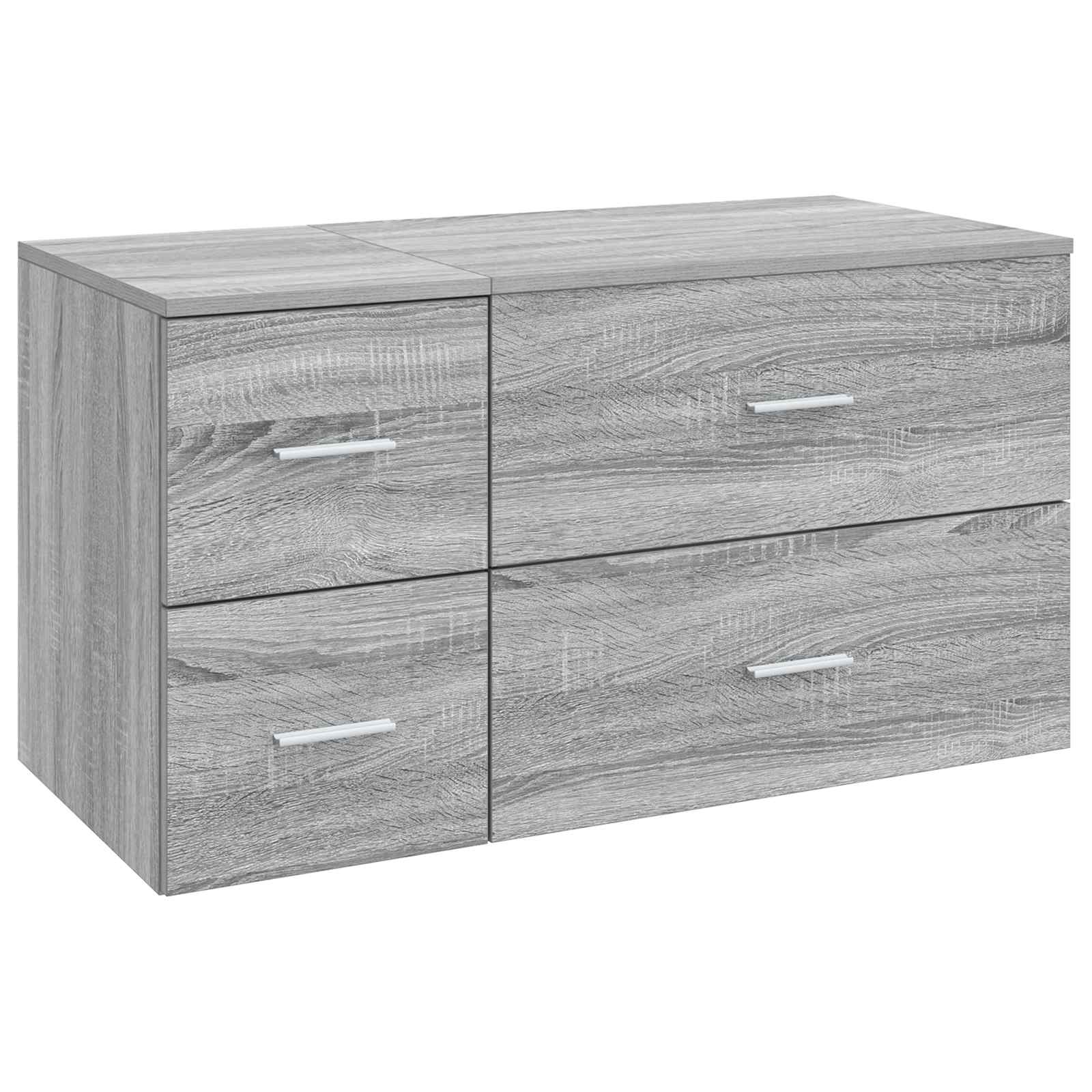 Badezimmermöbel-Set 2 stk. Grau Sonoma Holzwerkstoff
