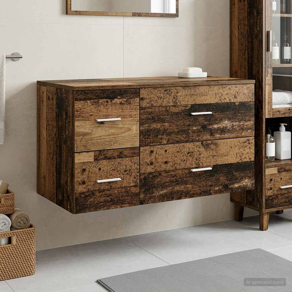 Badezimmermöbel-Set 2 stk. Altholz Holzwerkstoff
