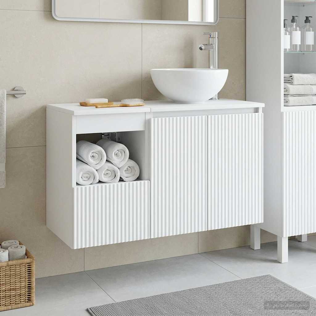 Badezimmermöbel-Set 2 stk. Weiß Holzwerkstoff