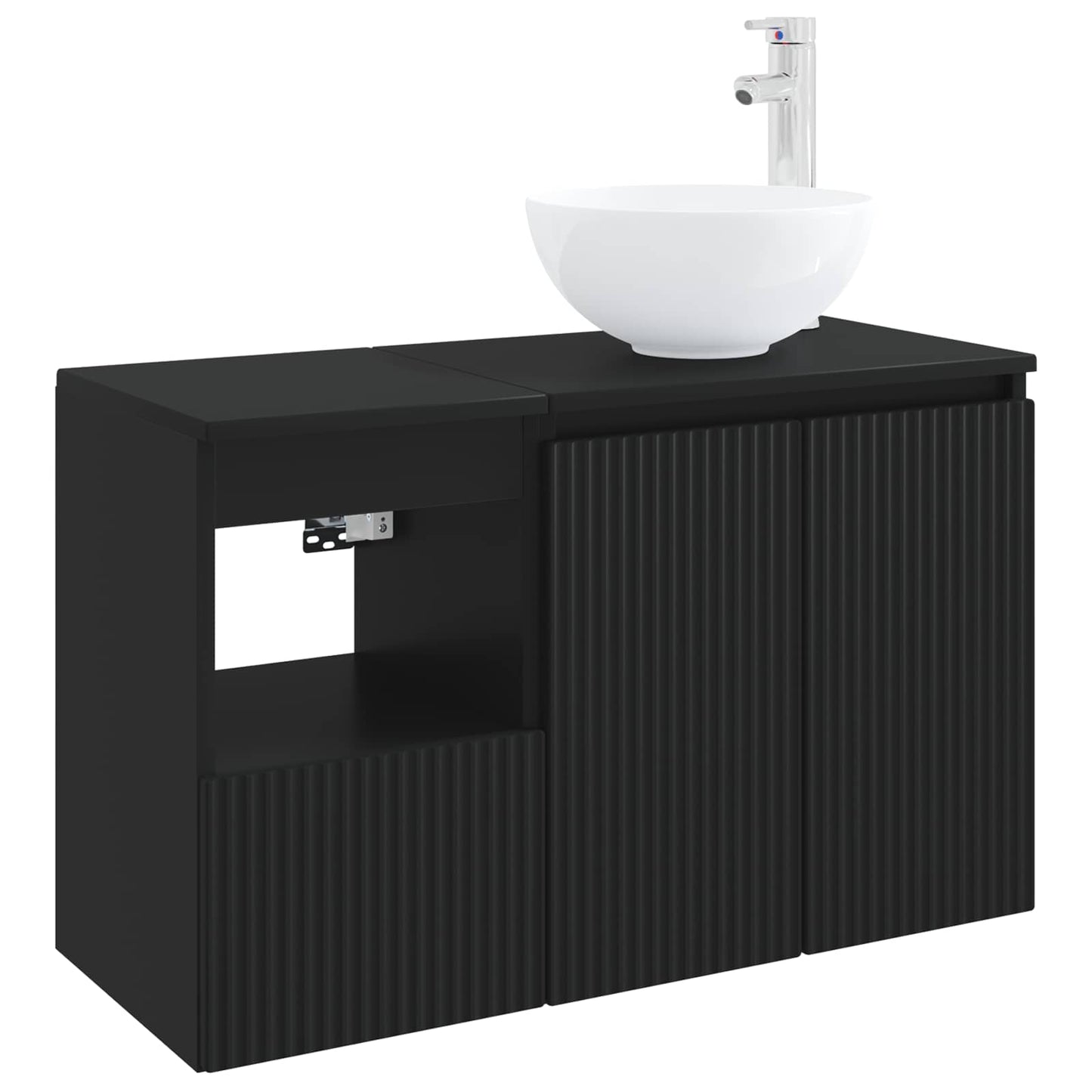Badezimmermöbel-Set 2 stk. Schwarz Holzwerkstoff