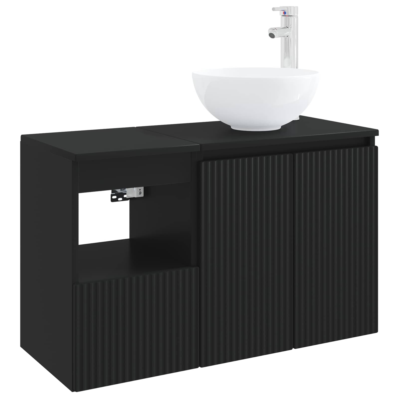 Badezimmermöbel-Set 2 stk. Schwarz Holzwerkstoff