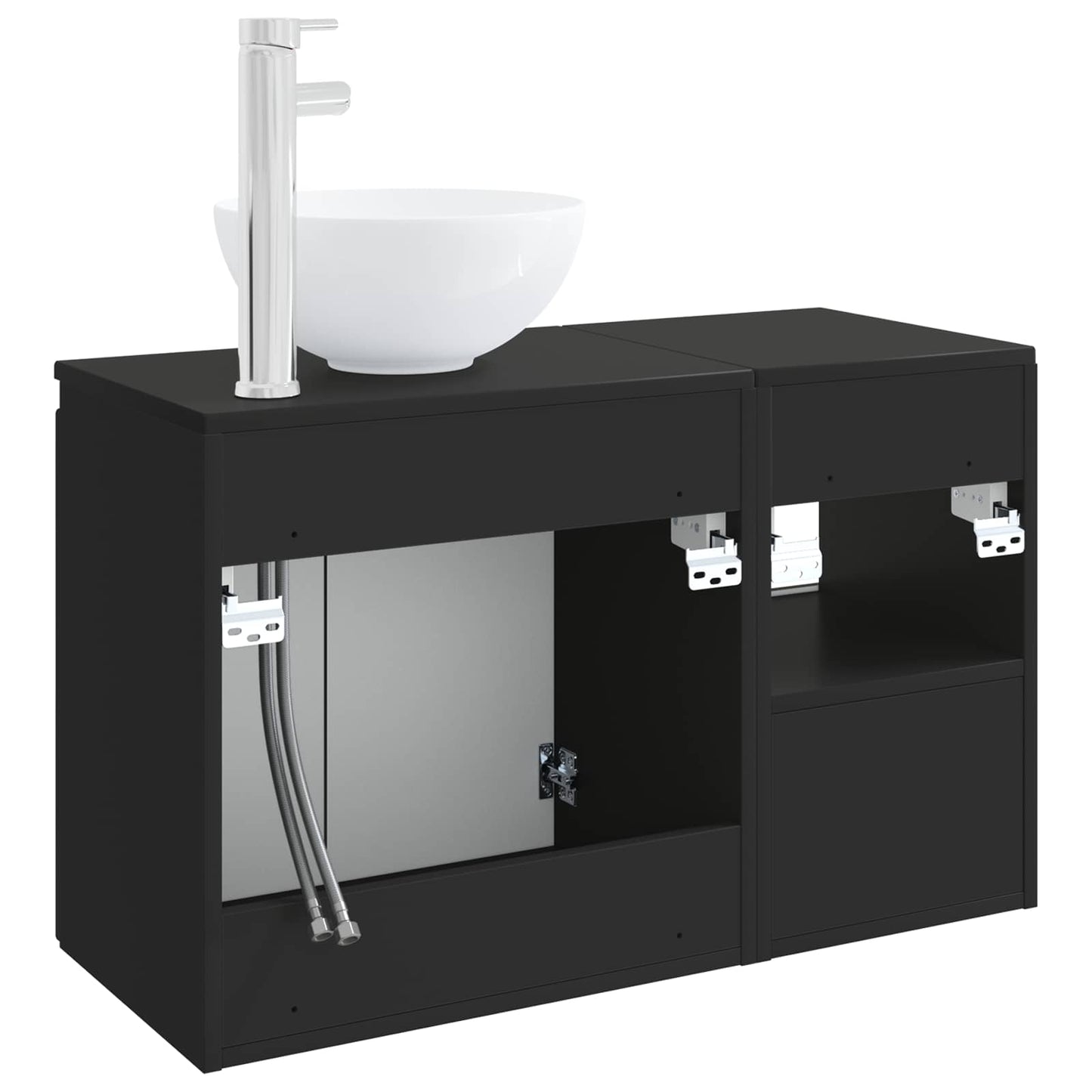 Badezimmermöbel-Set 2 stk. Schwarz Holzwerkstoff