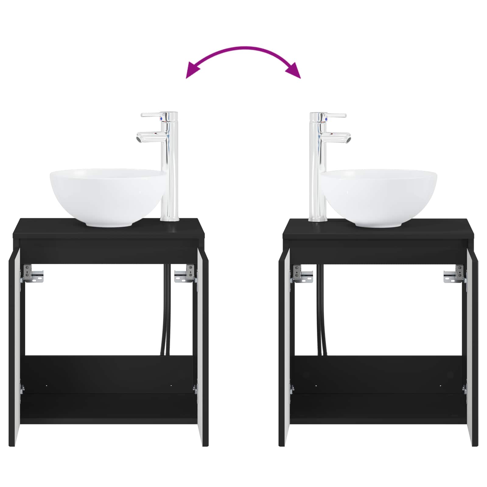 Badezimmermöbel-Set 2 stk. Schwarz Holzwerkstoff