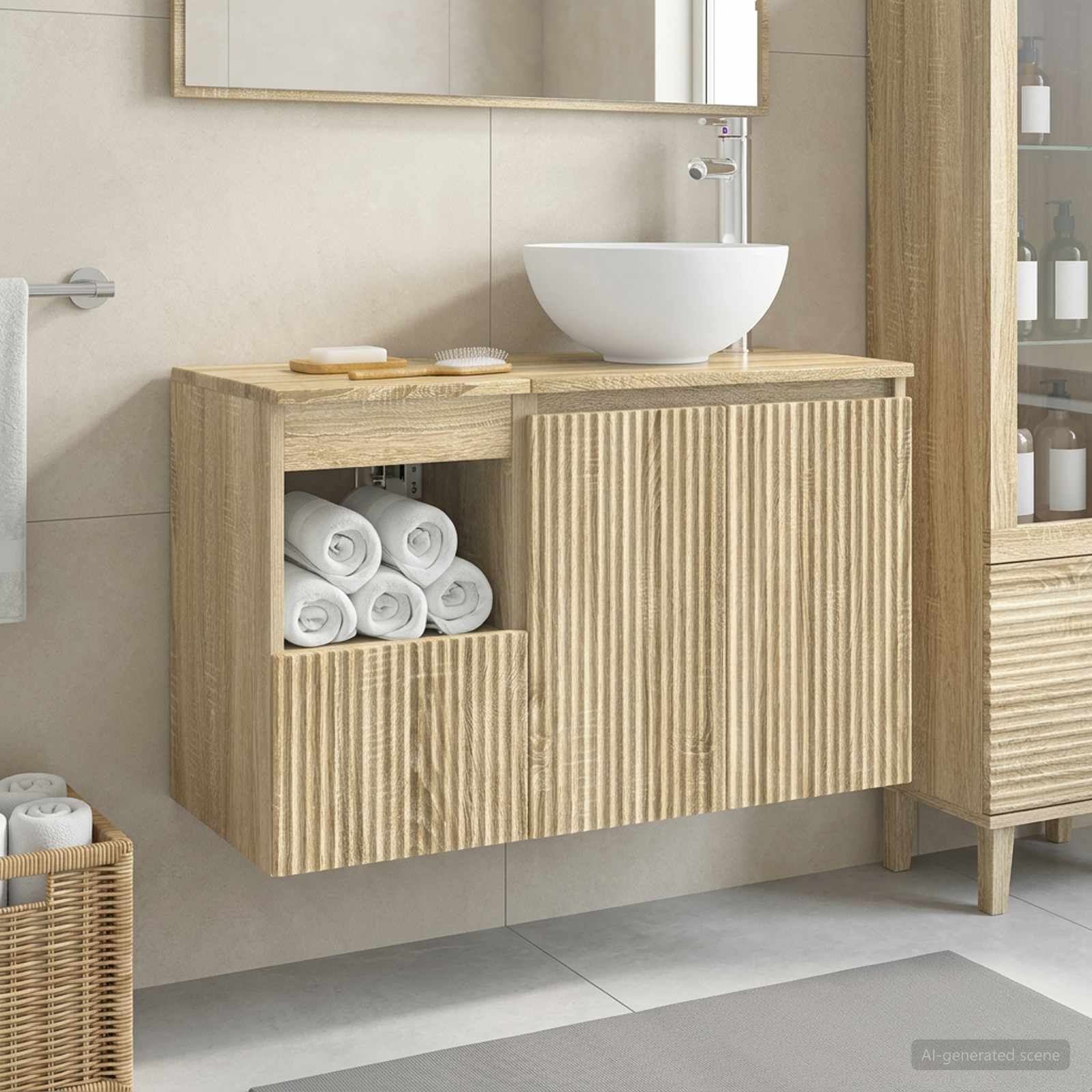Badezimmermöbel-Set 2 stk. Sonoma-Eiche Holzwerkstoff