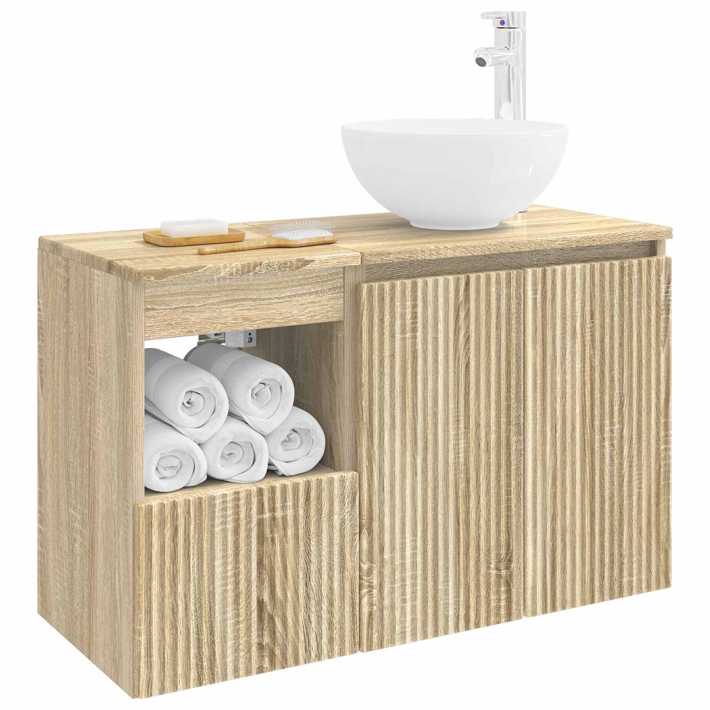 Badezimmermöbel-Set 2 stk. Sonoma-Eiche Holzwerkstoff