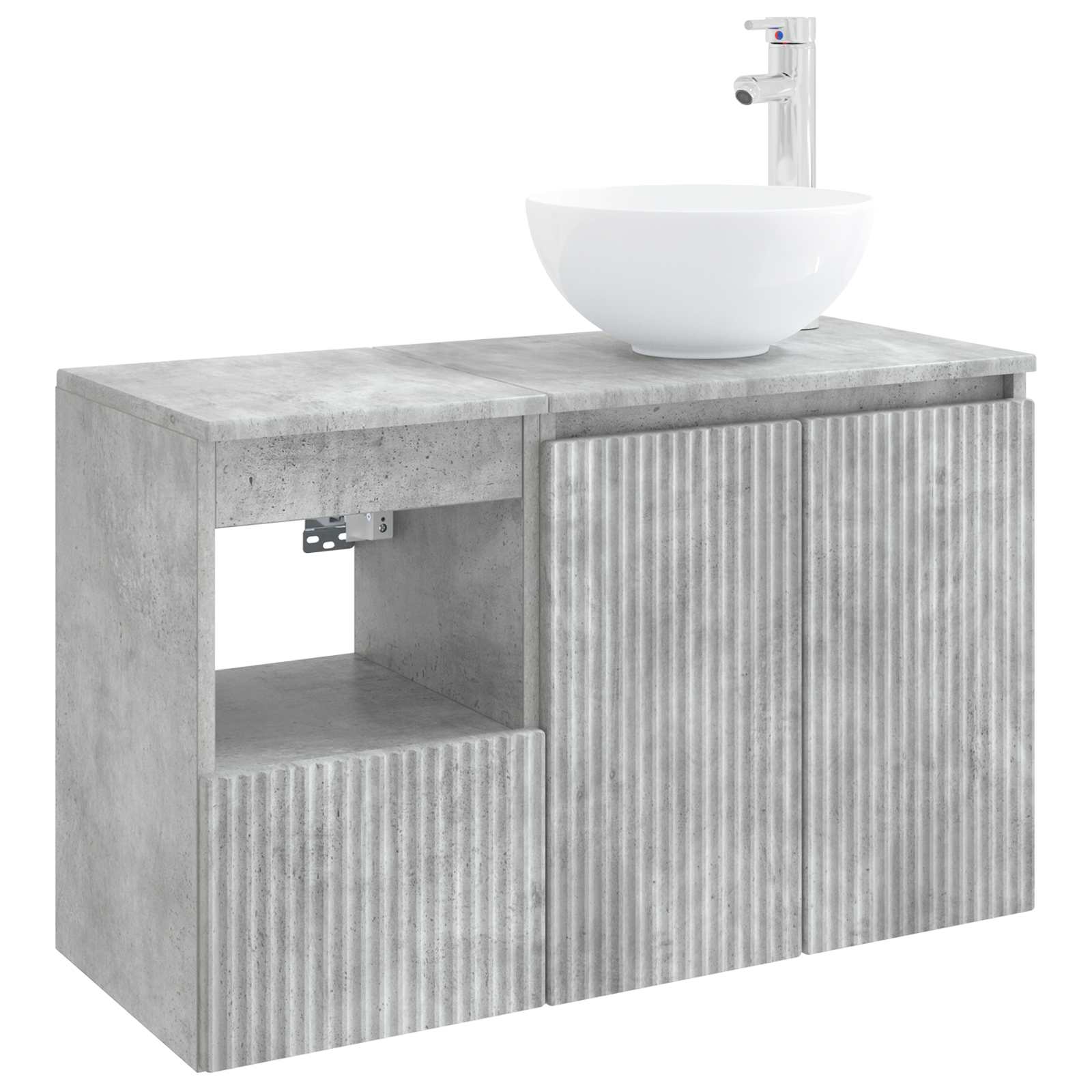 Badezimmermöbel-Set 2 stk. Betongrau Holzwerkstoff