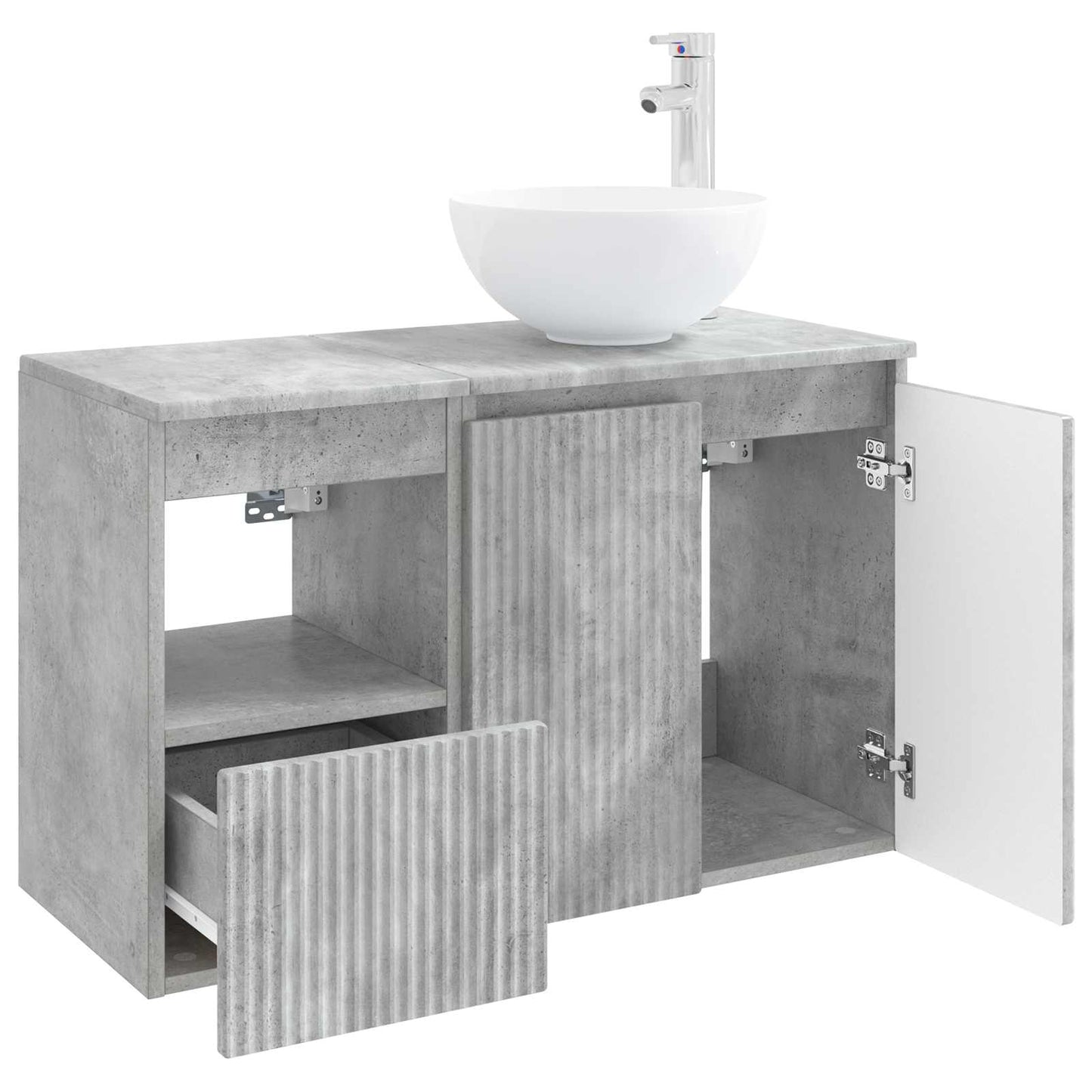 Badezimmermöbel-Set 2 stk. Betongrau Holzwerkstoff
