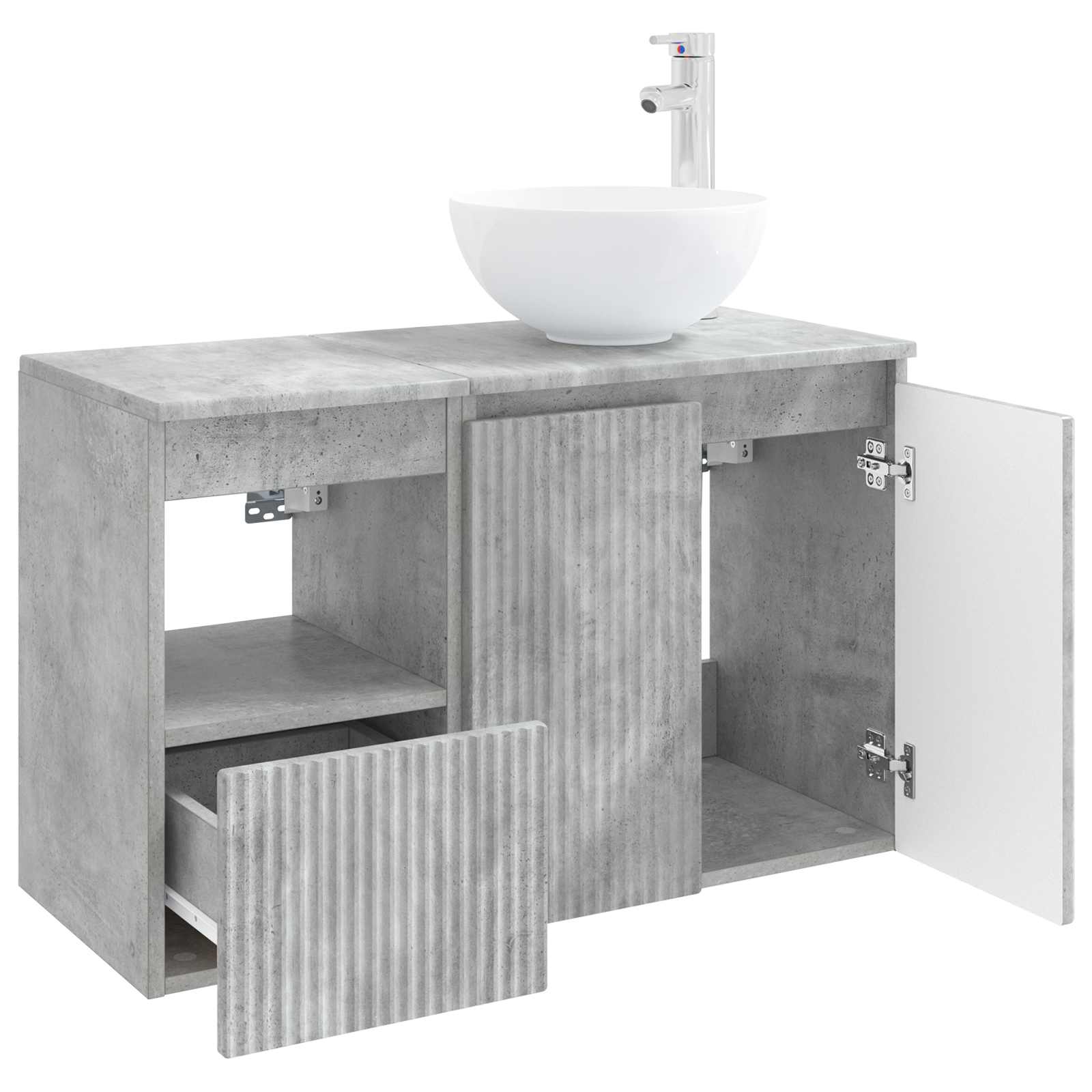 Badezimmermöbel-Set 2 stk. Betongrau Holzwerkstoff