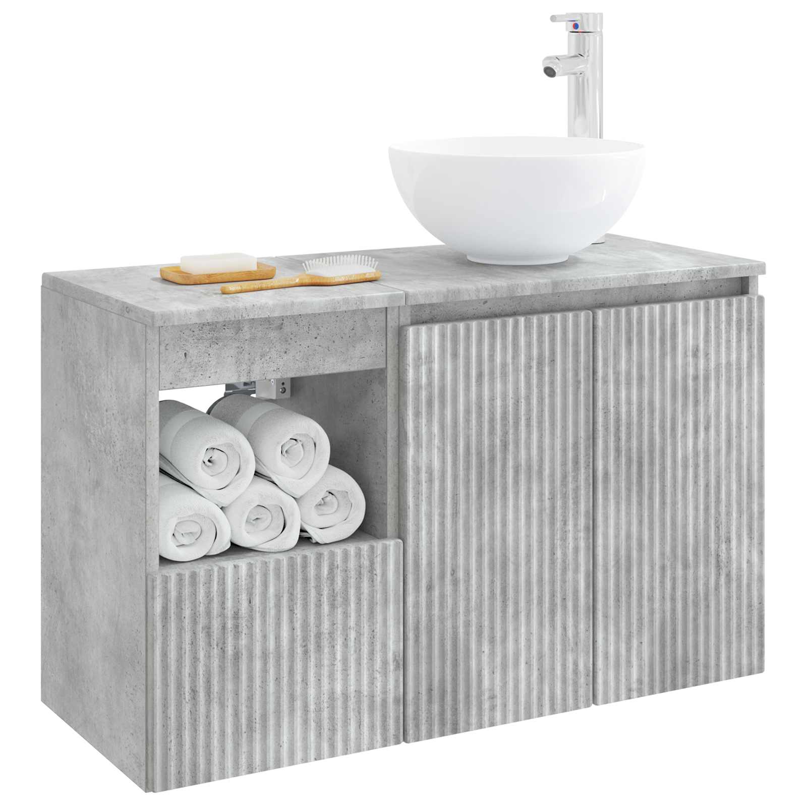 Badezimmermöbel-Set 2 stk. Betongrau Holzwerkstoff