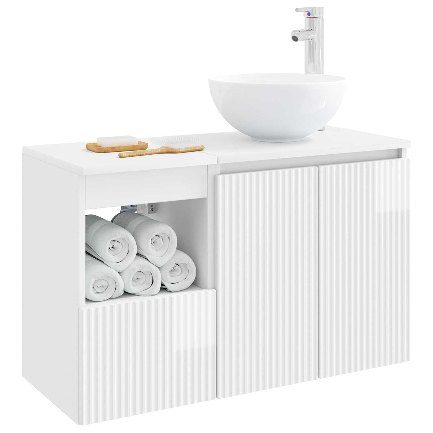 Badezimmermöbel-Set 2 stk. Hochglanz Weiß Holzwerkstoff