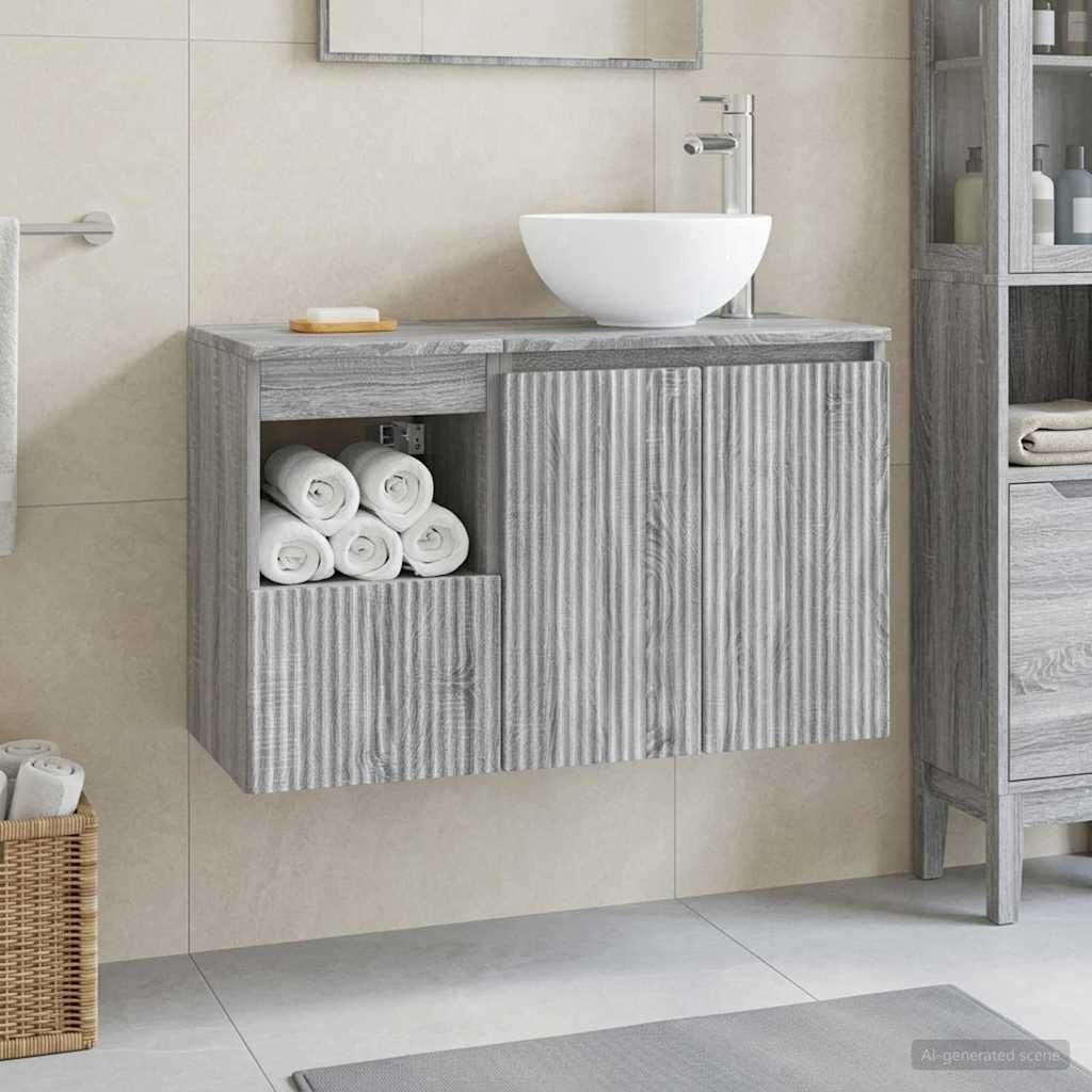 Badezimmermöbel-Set 2 stk. Grau Sonoma Holzwerkstoff