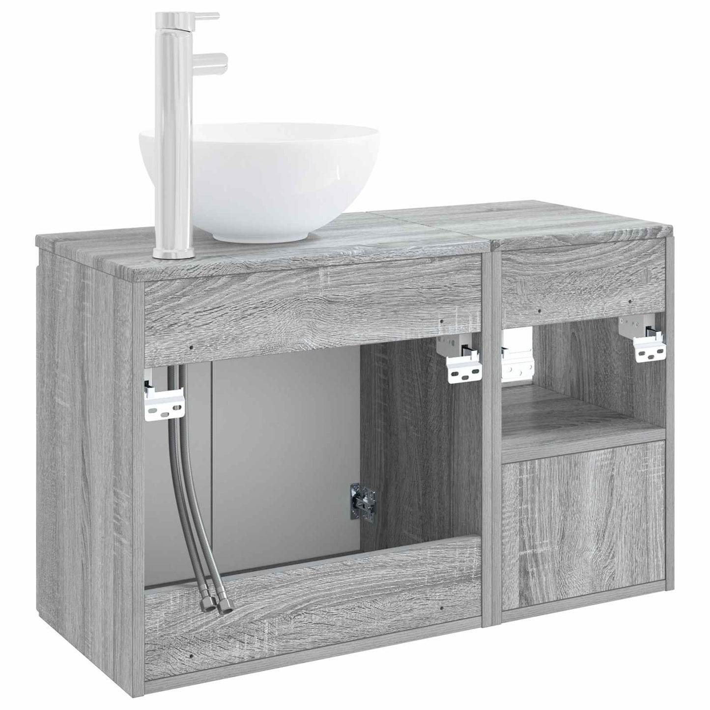Badezimmermöbel-Set 2 stk. Grau Sonoma Holzwerkstoff