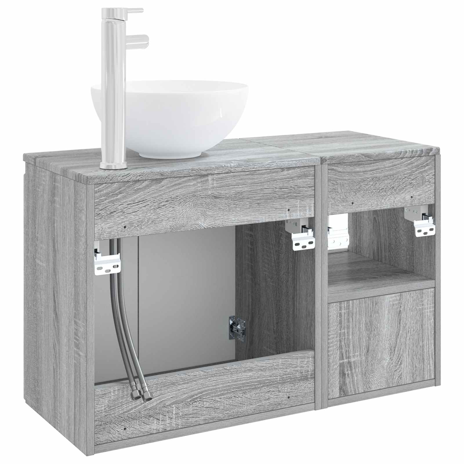 Badezimmermöbel-Set 2 stk. Grau Sonoma Holzwerkstoff