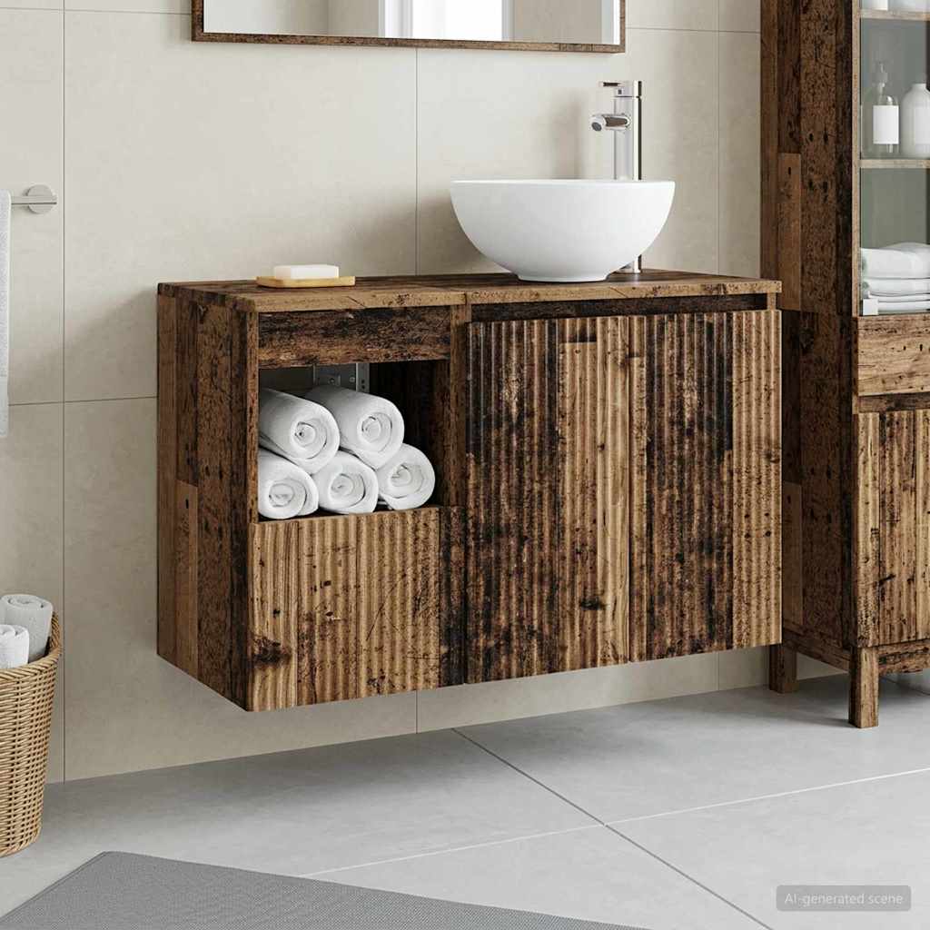 Badezimmermöbel-Set 2 stk. Altholz Holzwerkstoff