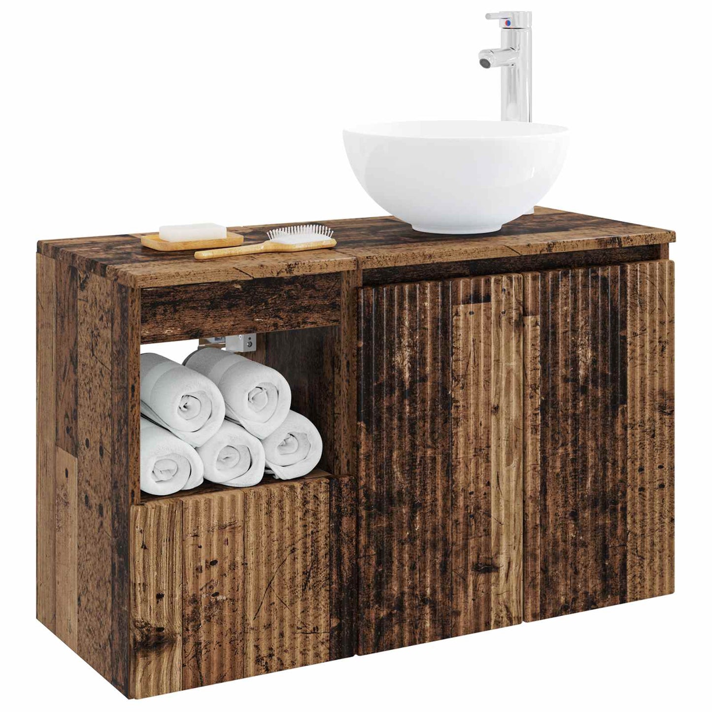 Badezimmermöbel-Set 2 stk. Altholz Holzwerkstoff