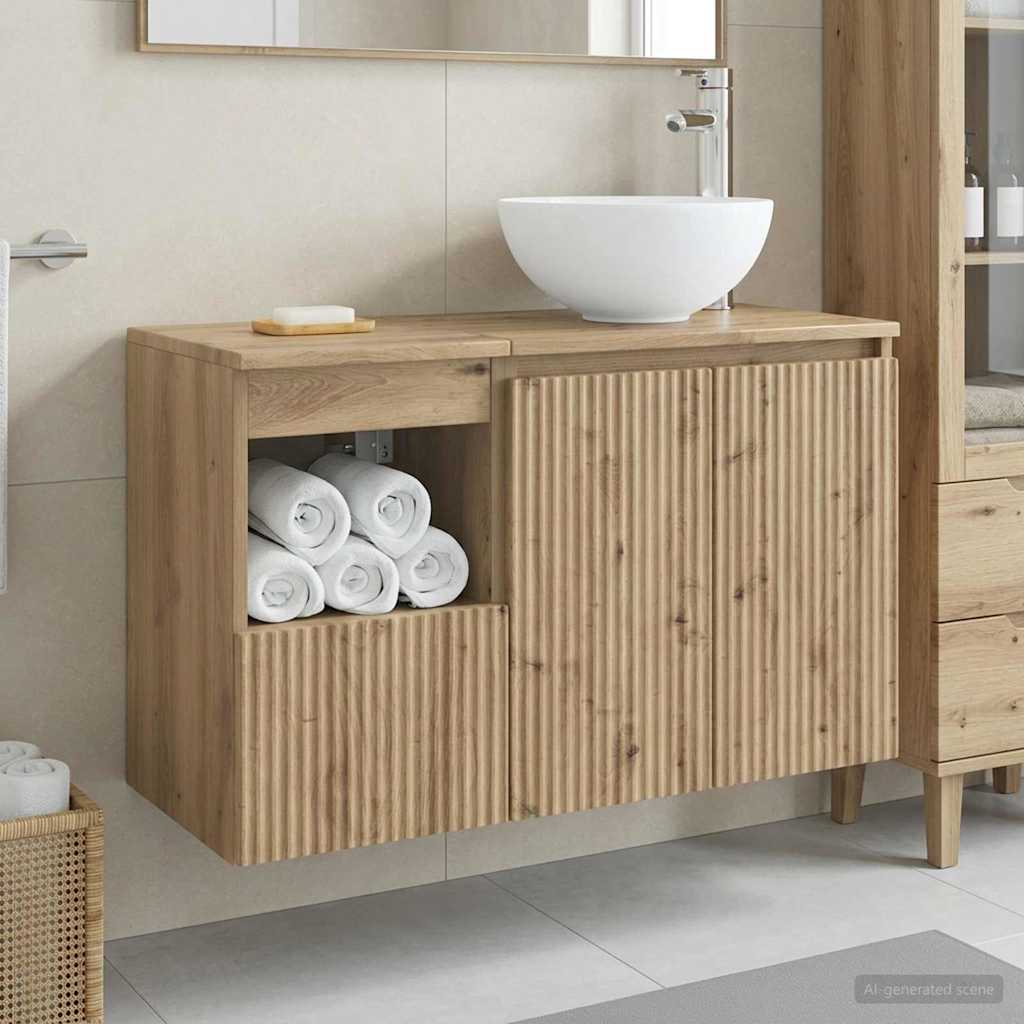 Badezimmermöbel-Set 2 Stk. Artisan-Eiche Holzwerkstoff