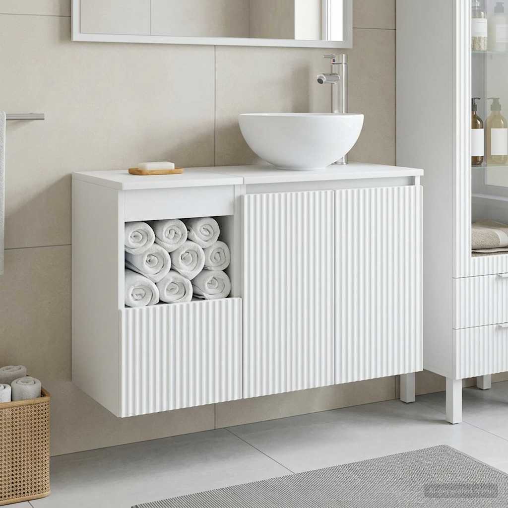 Badezimmermöbel-Set 2 stk. Weiß Holzwerkstoff