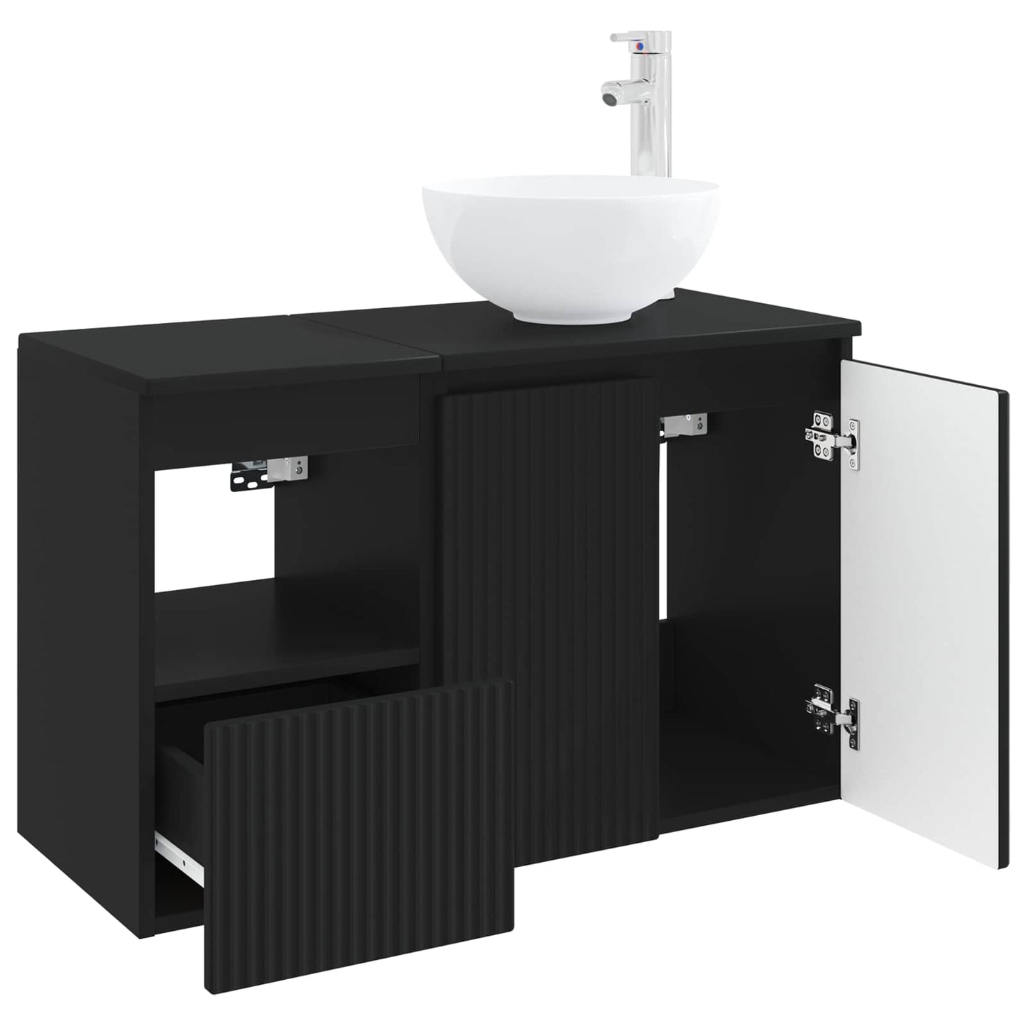 Badezimmermöbel-Set 2 stk. Schwarz Holzwerkstoff