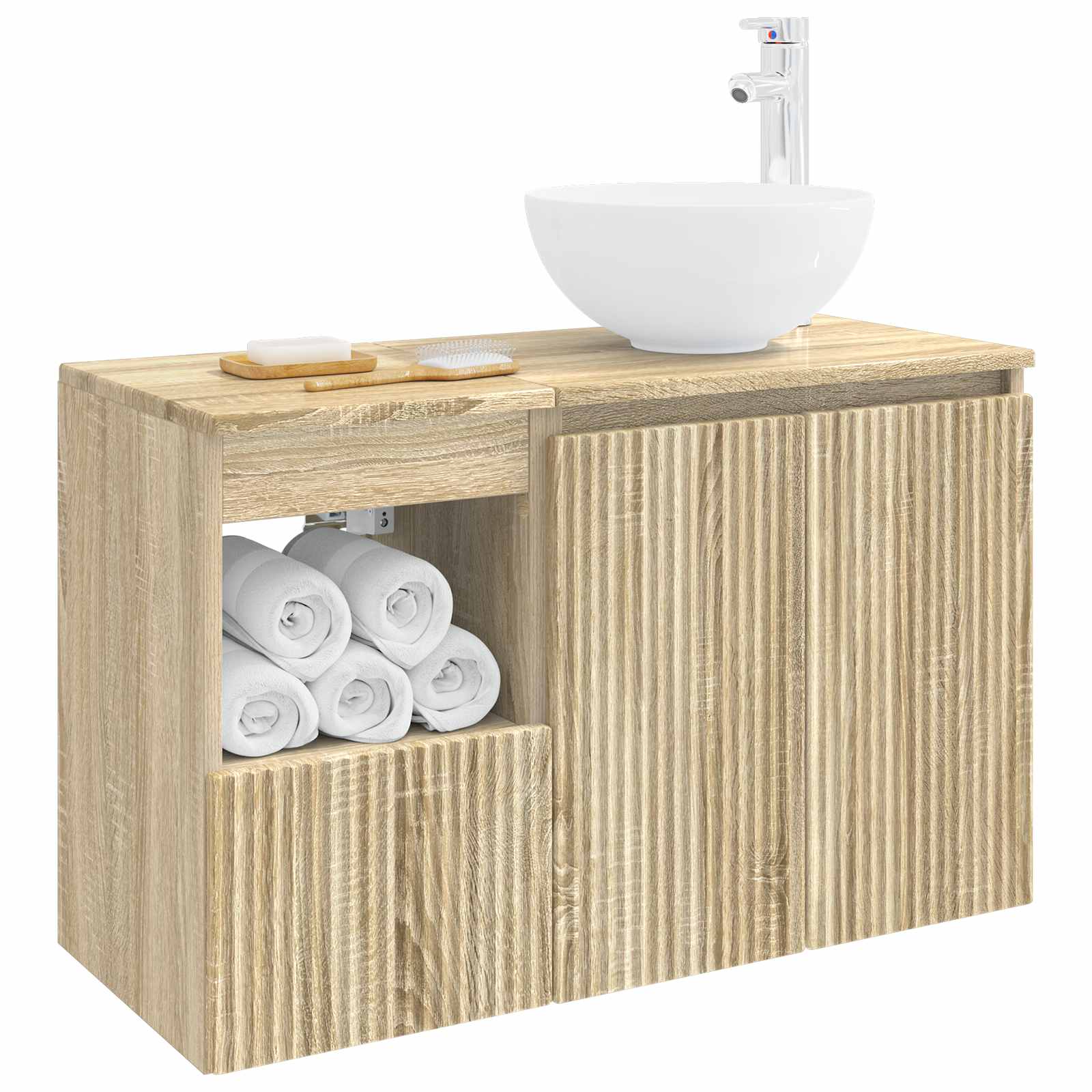 Badezimmermöbel-Set 2 stk. Sonoma-Eiche Holzwerkstoff