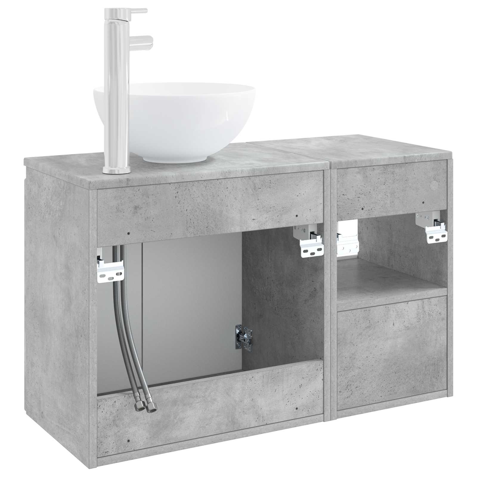 Badezimmermöbel-Set 2 stk. Betongrau Holzwerkstoff