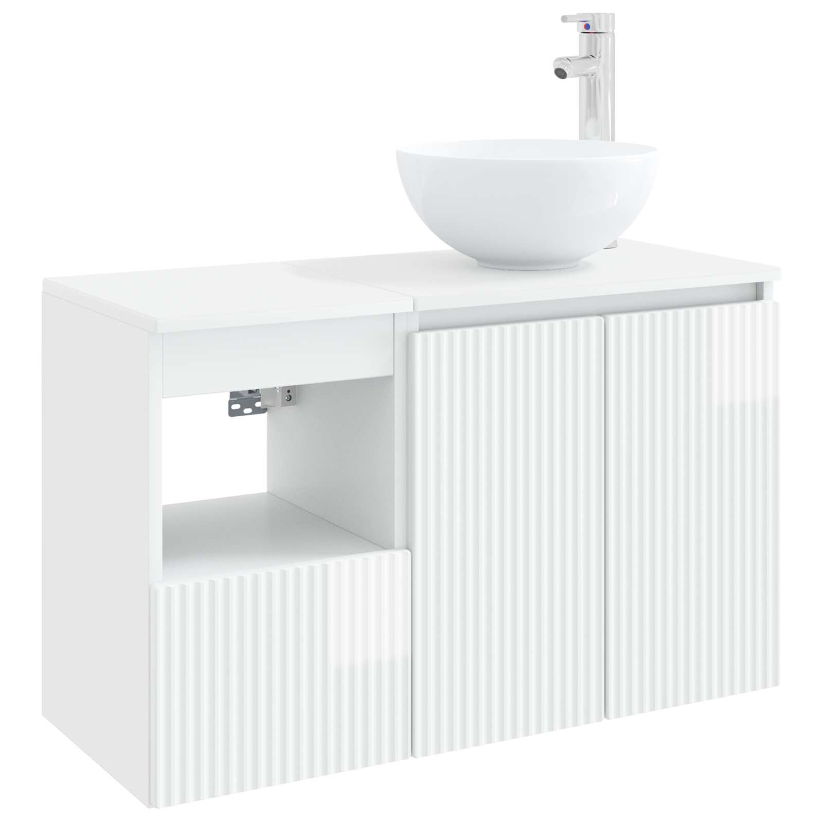 Badezimmermöbel-Set 2 stk. Hochglanz Weiß Holzwerkstoff
