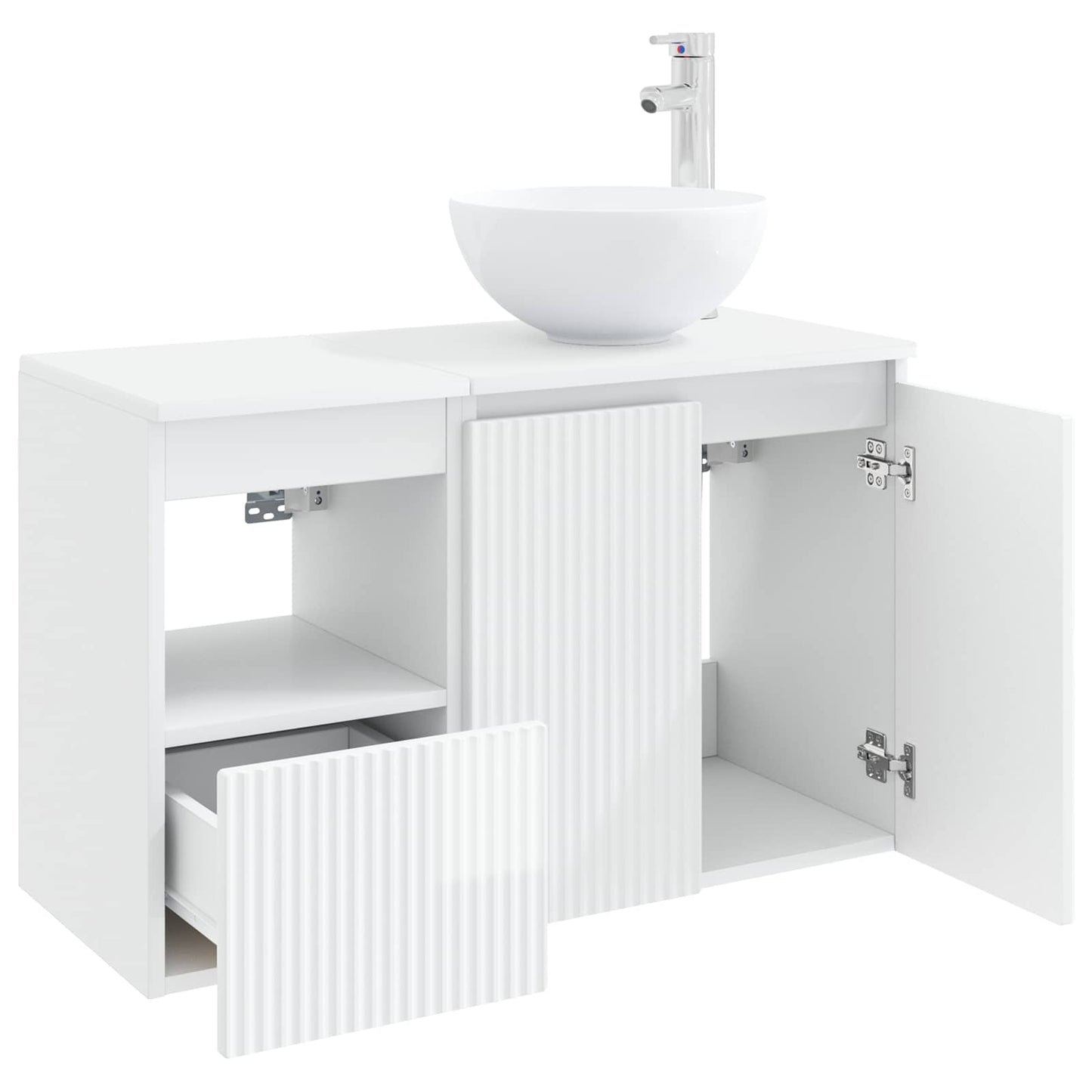 Badezimmermöbel-Set 2 stk. Hochglanz Weiß Holzwerkstoff