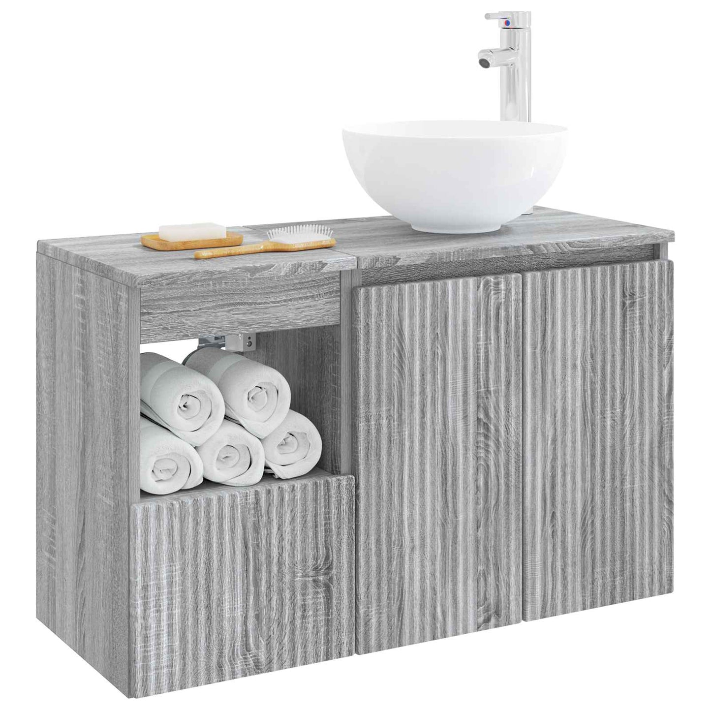 Badezimmermöbel-Set 2 stk. Grau Sonoma Holzwerkstoff