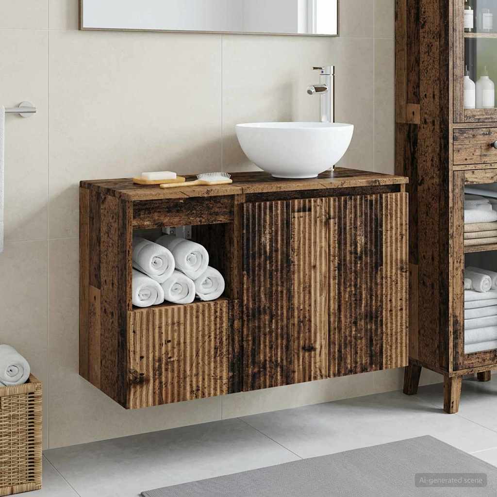 Badezimmermöbel-Set 2 stk. Altholz Holzwerkstoff