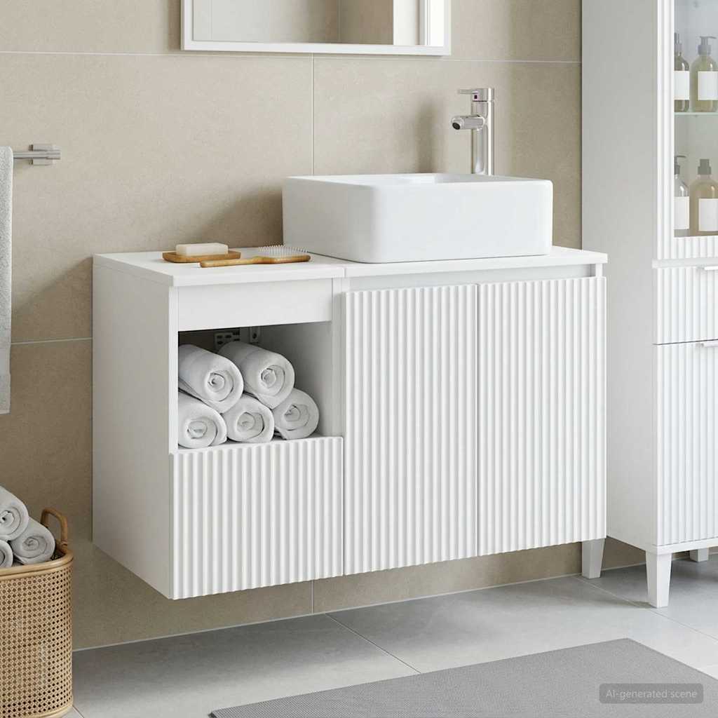 Badezimmermöbel-Set 2 stk. Weiß Holzwerkstoff