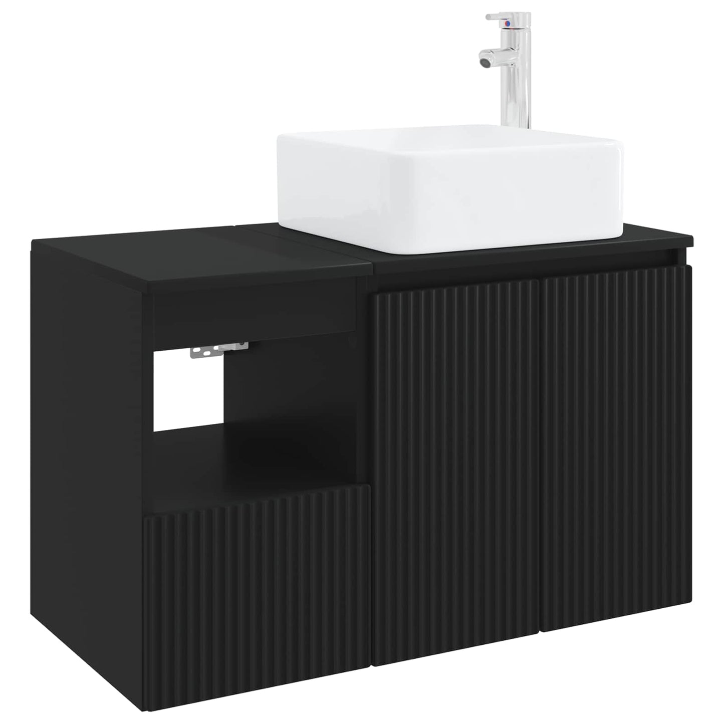 Badezimmermöbel-Set 2 stk. Schwarz Holzwerkstoff
