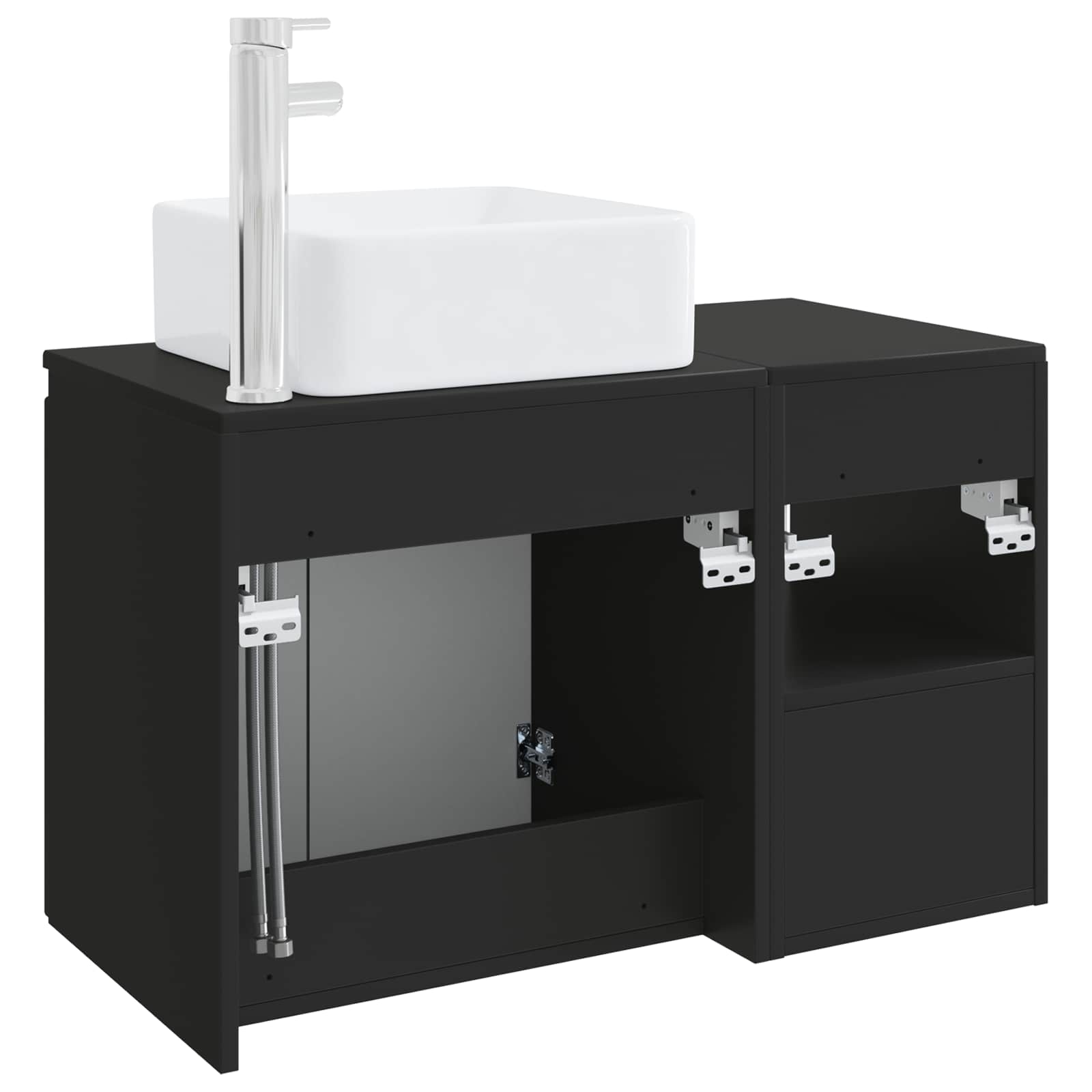 Badezimmermöbel-Set 2 stk. Schwarz Holzwerkstoff