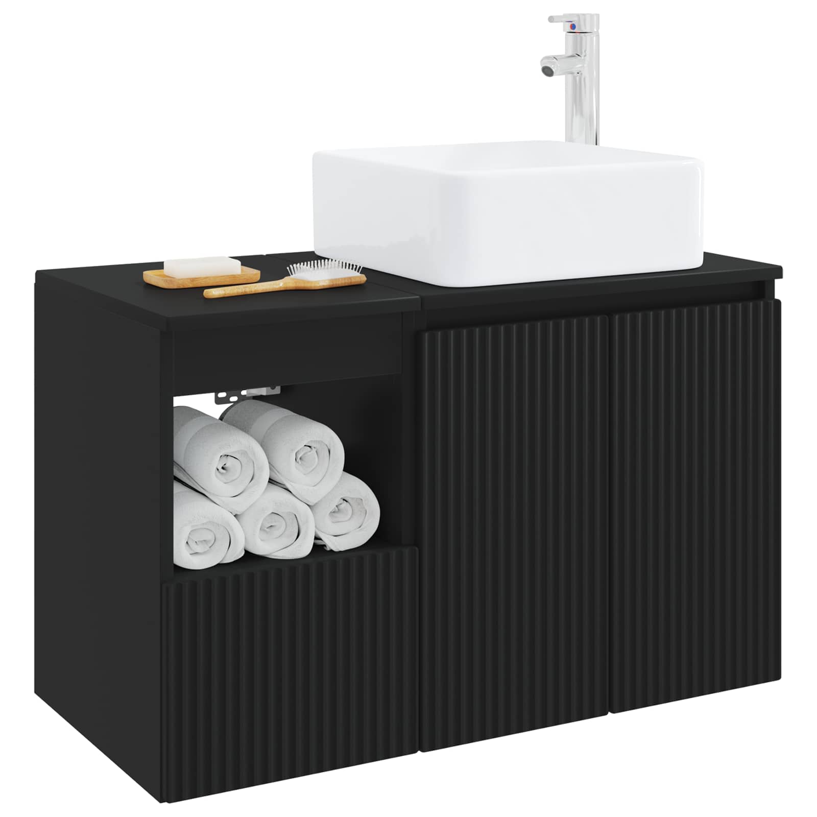 Badezimmermöbel-Set 2 stk. Schwarz Holzwerkstoff