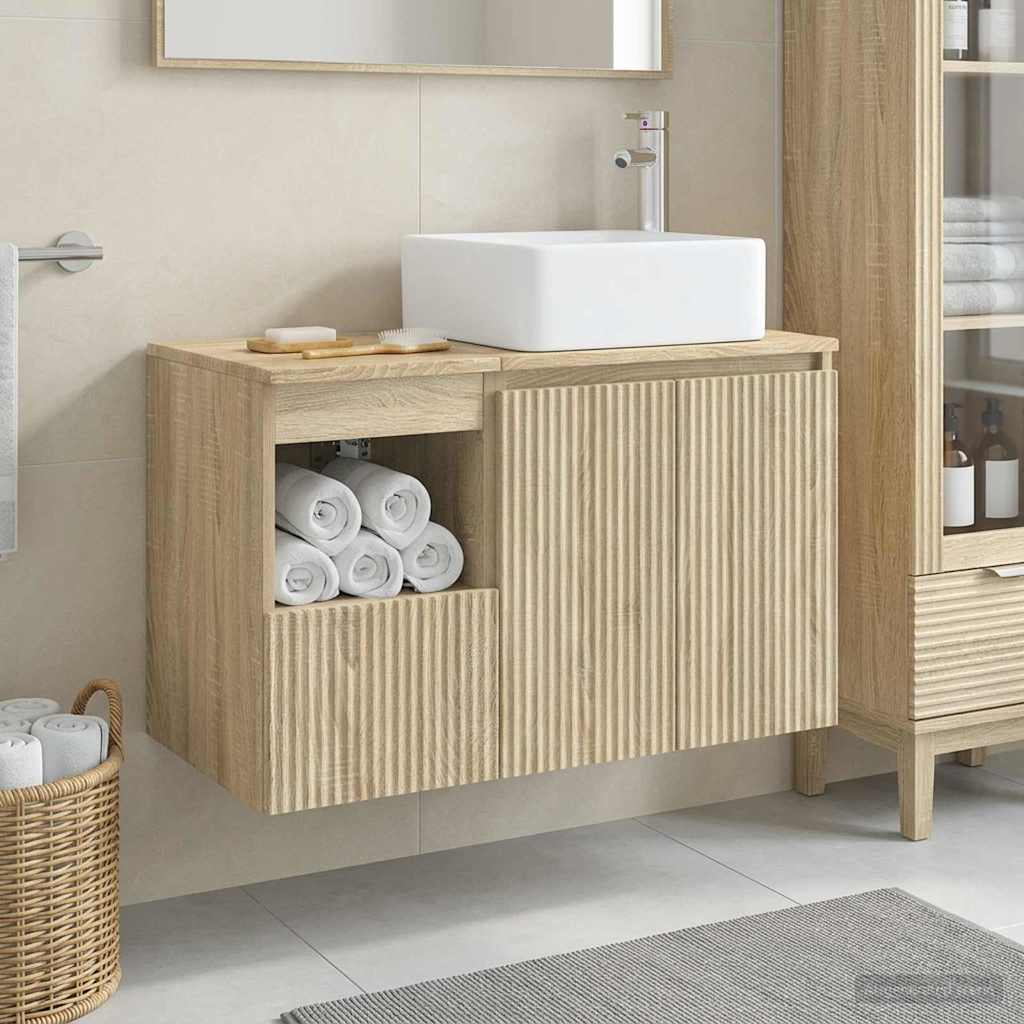 Badezimmermöbel-Set 2 stk. Sonoma-Eiche Holzwerkstoff