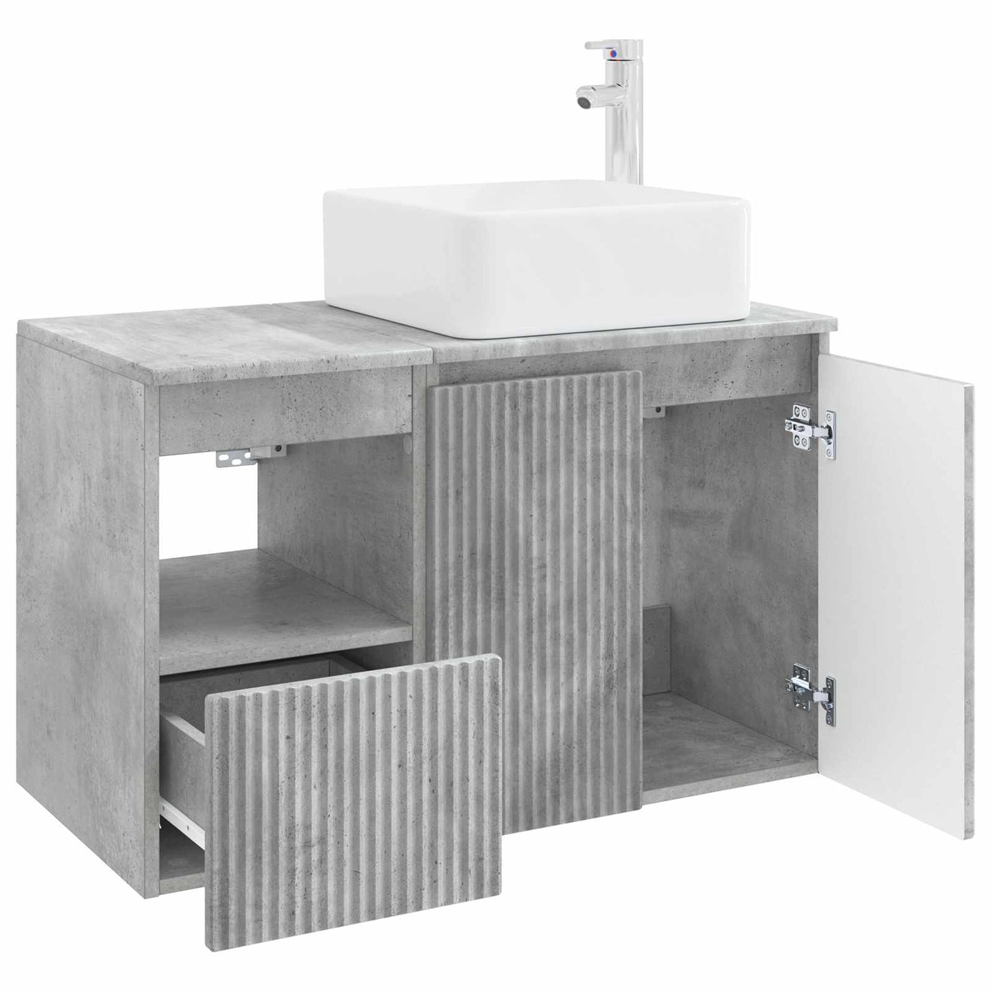 Badezimmermöbel-Set 2 stk. Betongrau Holzwerkstoff