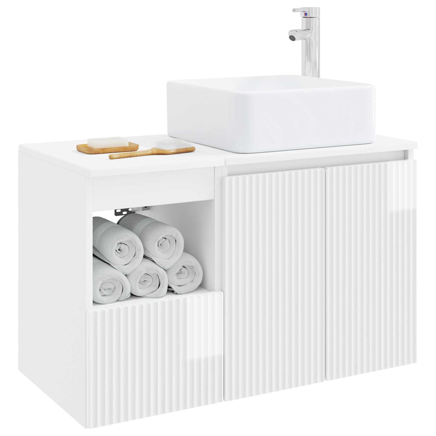 Badezimmermöbel-Set 2 stk. Hochglanz Weiß Holzwerkstoff